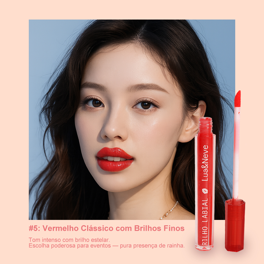 Gloss Labial Doce de Amor Lua&Neve | 6 Cores com Brilhos Finos, Hidratação e Filme Formando, Cria Lábios de Vidro Encantadores