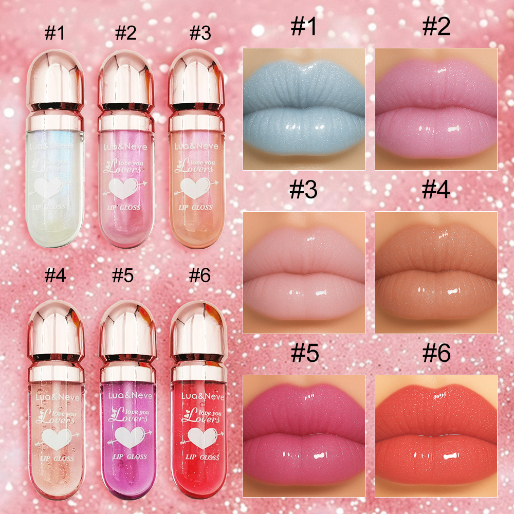 Gloss Labial Lua&Neve em Cápsula | 6 Cores Brilhantes, Criando Efeito Labios de Vidro com Volume