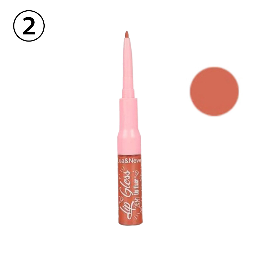 Caneta de Lip Gloss Dupla Ponta Lua&Neve | 6 Cores Intensas, Lápis Labial + Lip Gloss 2 em 1, Delimitando Forma Cheia de Lábios