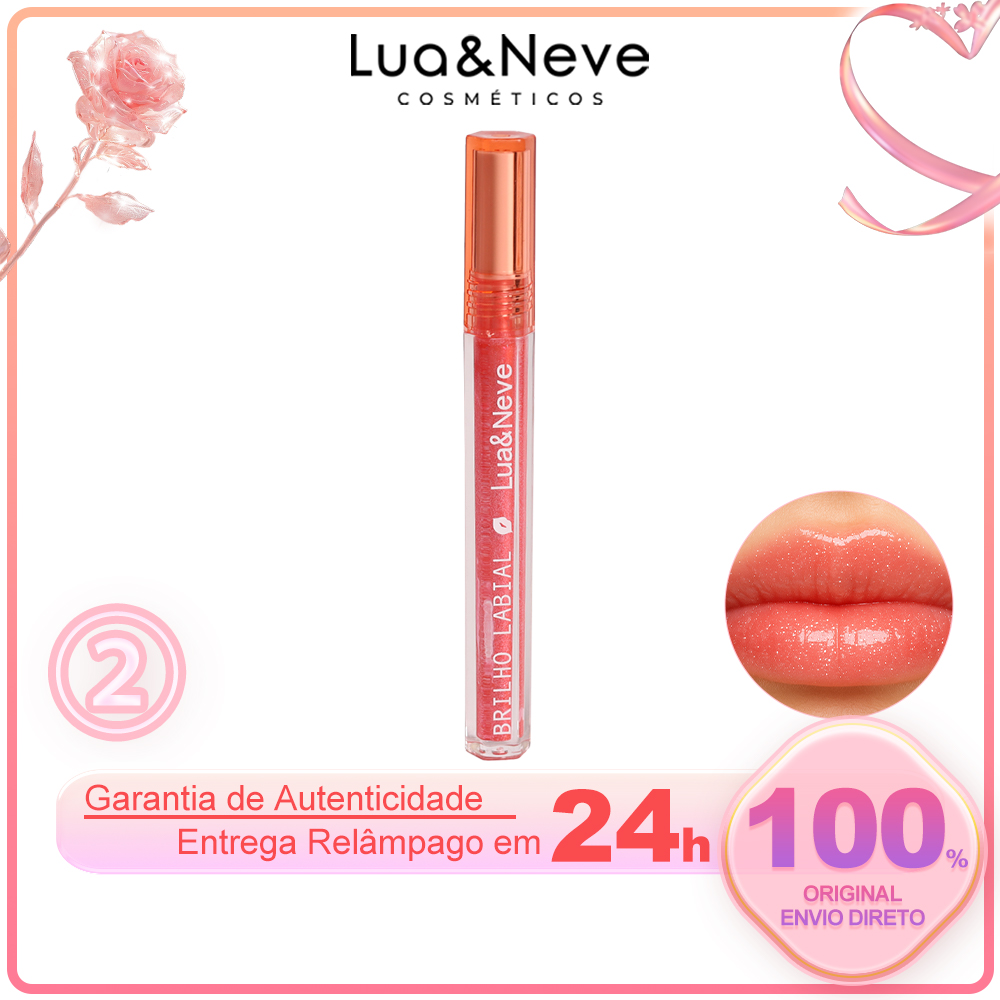 Gloss Labial Doce de Amor Lua&Neve | 6 Cores com Brilhos Finos, Hidratação e Filme Formando, Cria Lábios de Vidro Encantadores