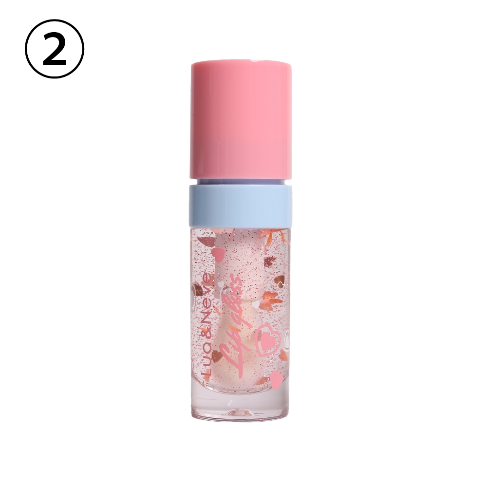 Gloss Labial Lua&Neve com Glitter Fantástico | 3 Cores em Degradê, Glitter de Coração, Criando Efeito Labios de Vidro com Destaque