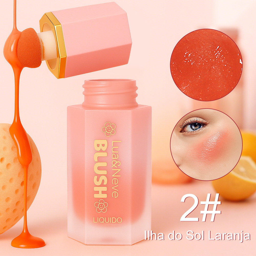 Blush Líquido Lua&Neve com Tampa de Diamante Hexagonal em Rosa | 4 Cores Disponíveis, Fusão Natural com a Pele, Criando uma Atmosfera Cheia de Energia