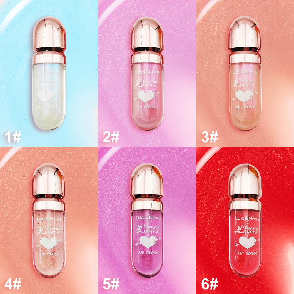 Gloss Labial Lua&Neve em Cápsula | 6 Cores Brilhantes, Criando Efeito Labios de Vidro com Volume