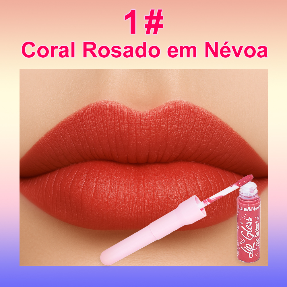 Caneta de Lip Gloss Dupla Ponta Lua&Neve | 6 Cores Intensas, Lápis Labial + Lip Gloss 2 em 1, Delimitando Forma Cheia de Lábios