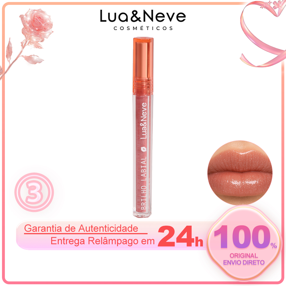 Gloss Labial Doce de Amor Lua&Neve | 6 Cores com Brilhos Finos, Hidratação e Filme Formando, Cria Lábios de Vidro Encantadores