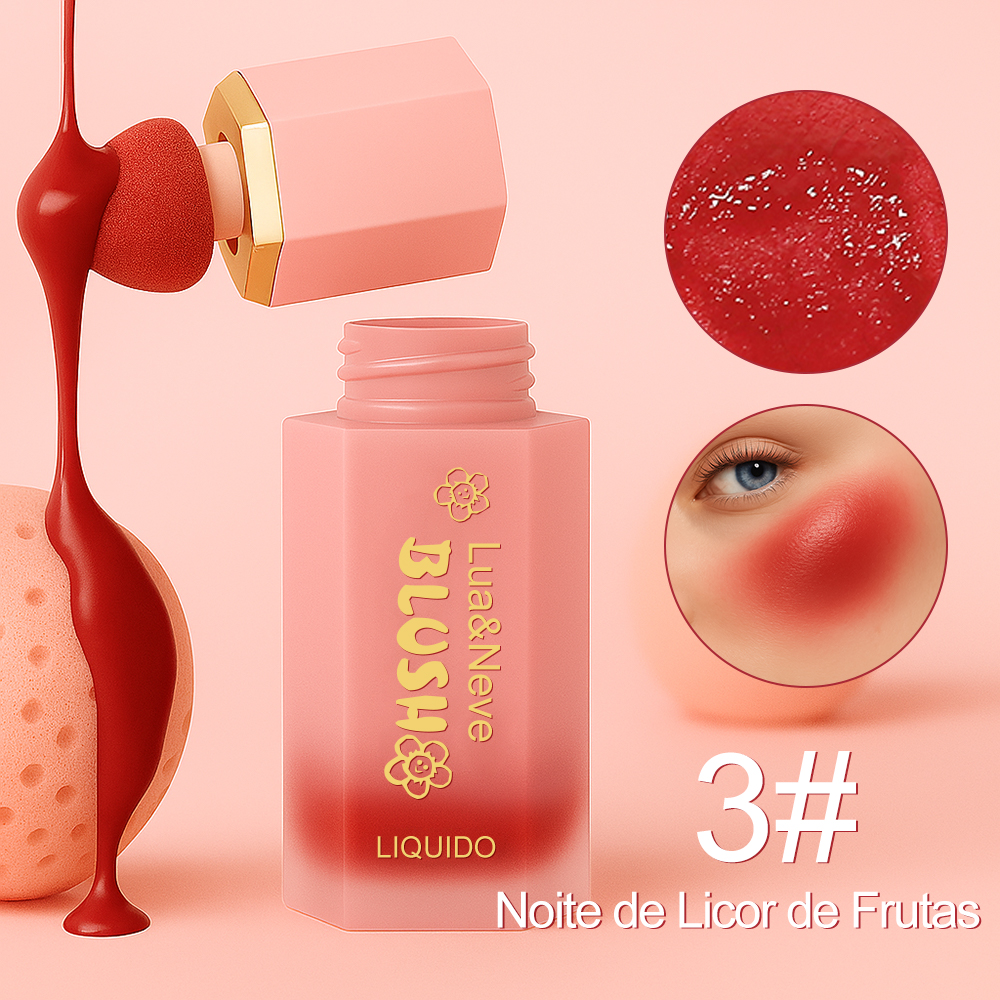 Blush Líquido Lua&Neve com Tampa de Diamante Hexagonal em Rosa | 4 Cores Disponíveis, Fusão Natural com a Pele, Criando uma Atmosfera Cheia de Energia