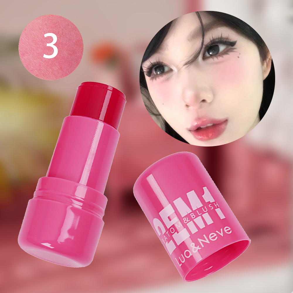 Batom e Blush 2 em 1 Lua&Neve | 3 Cores para Realçar a Pele, Mesma Cor para Lábios e Bochechas, Armação de Maquiagem Natural