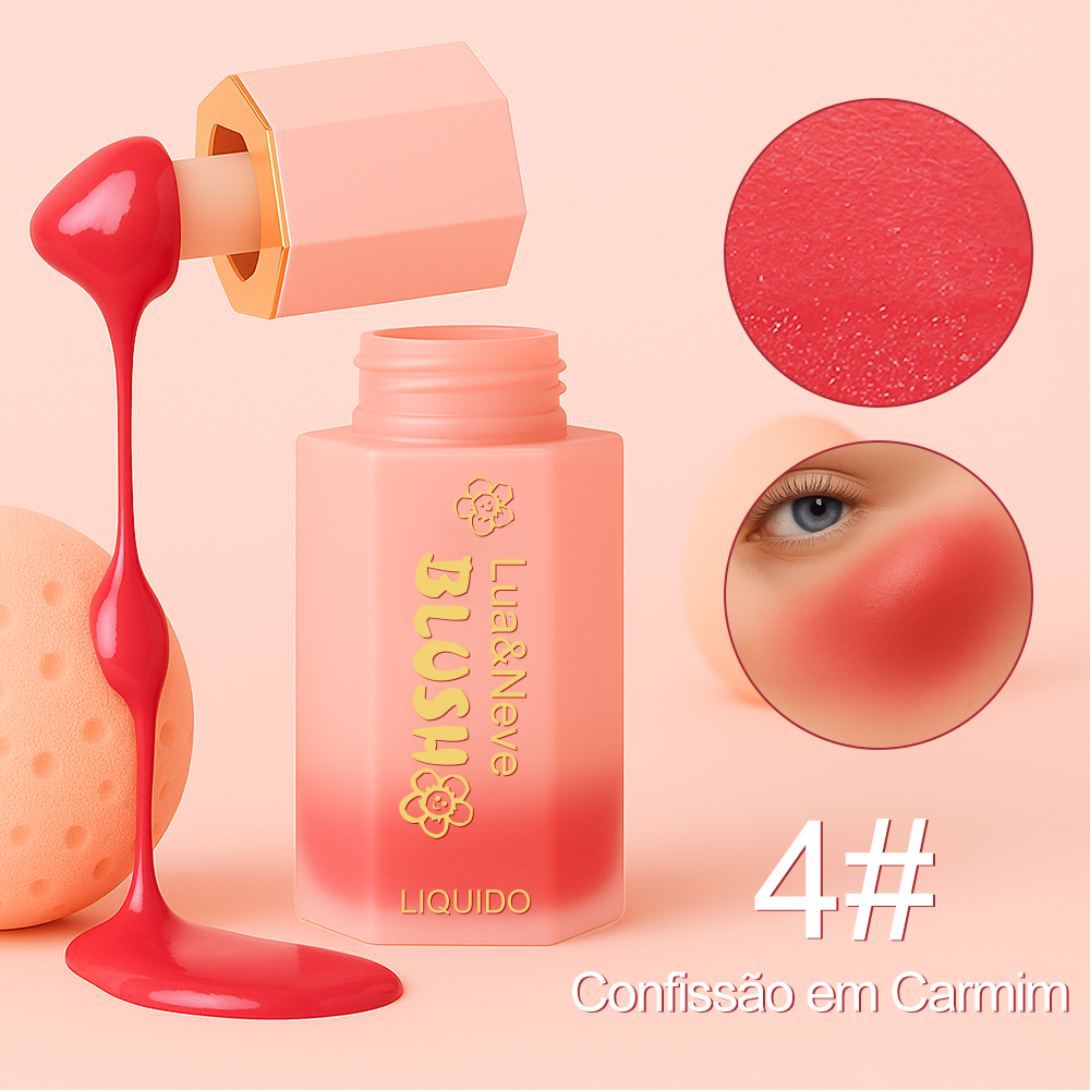 Blush Líquido Lua&Neve com Tampa de Diamante Hexagonal em Rosa | 4 Cores Disponíveis, Fusão Natural com a Pele, Criando uma Atmosfera Cheia de Energia