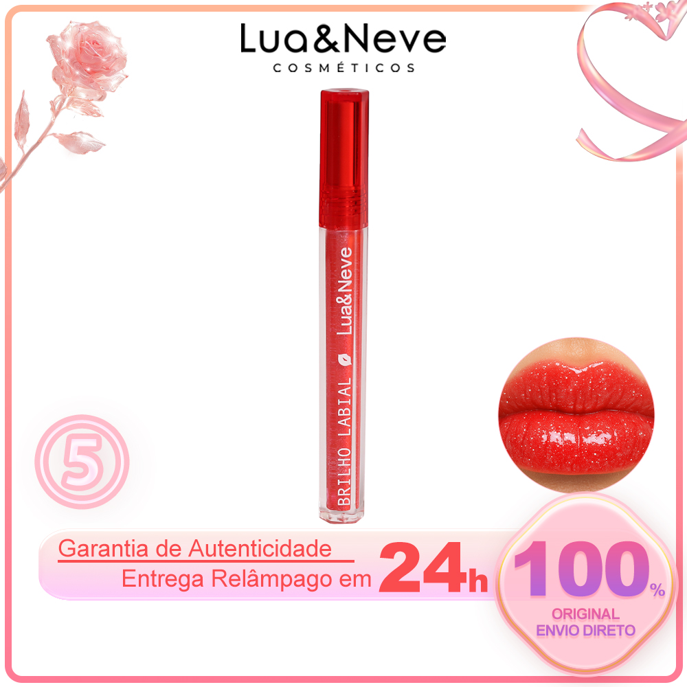 Gloss Labial Doce de Amor Lua&Neve | 6 Cores com Brilhos Finos, Hidratação e Filme Formando, Cria Lábios de Vidro Encantadores