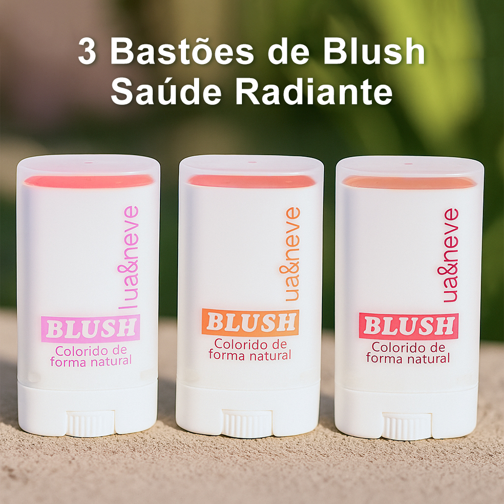 Bastão de Blush Lua&Neve Glow Tropical | 3 Cores Naturais, 24H Hidratação com Protetor Solar, Cria Atmosfera com Um Toque
