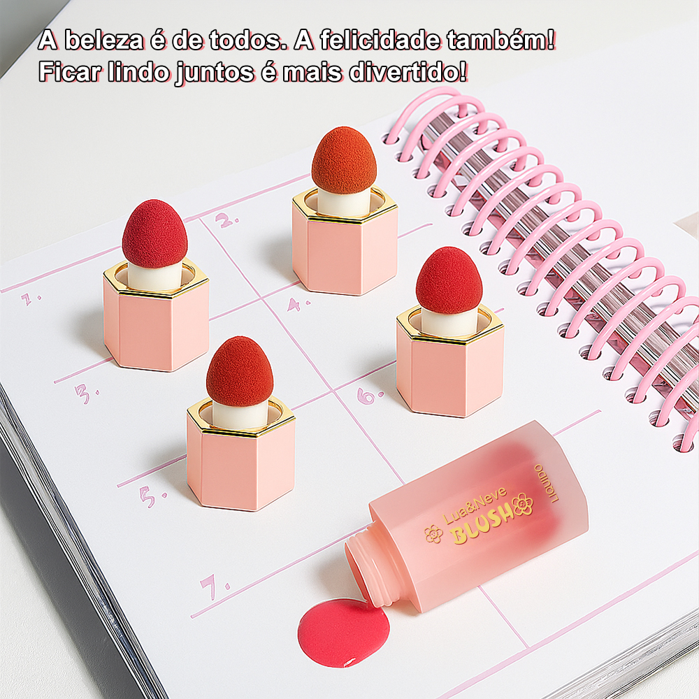 Blush Líquido Lua&Neve com Tampa de Diamante Hexagonal em Rosa | 4 Cores Disponíveis, Fusão Natural com a Pele, Criando uma Atmosfera Cheia de Energia