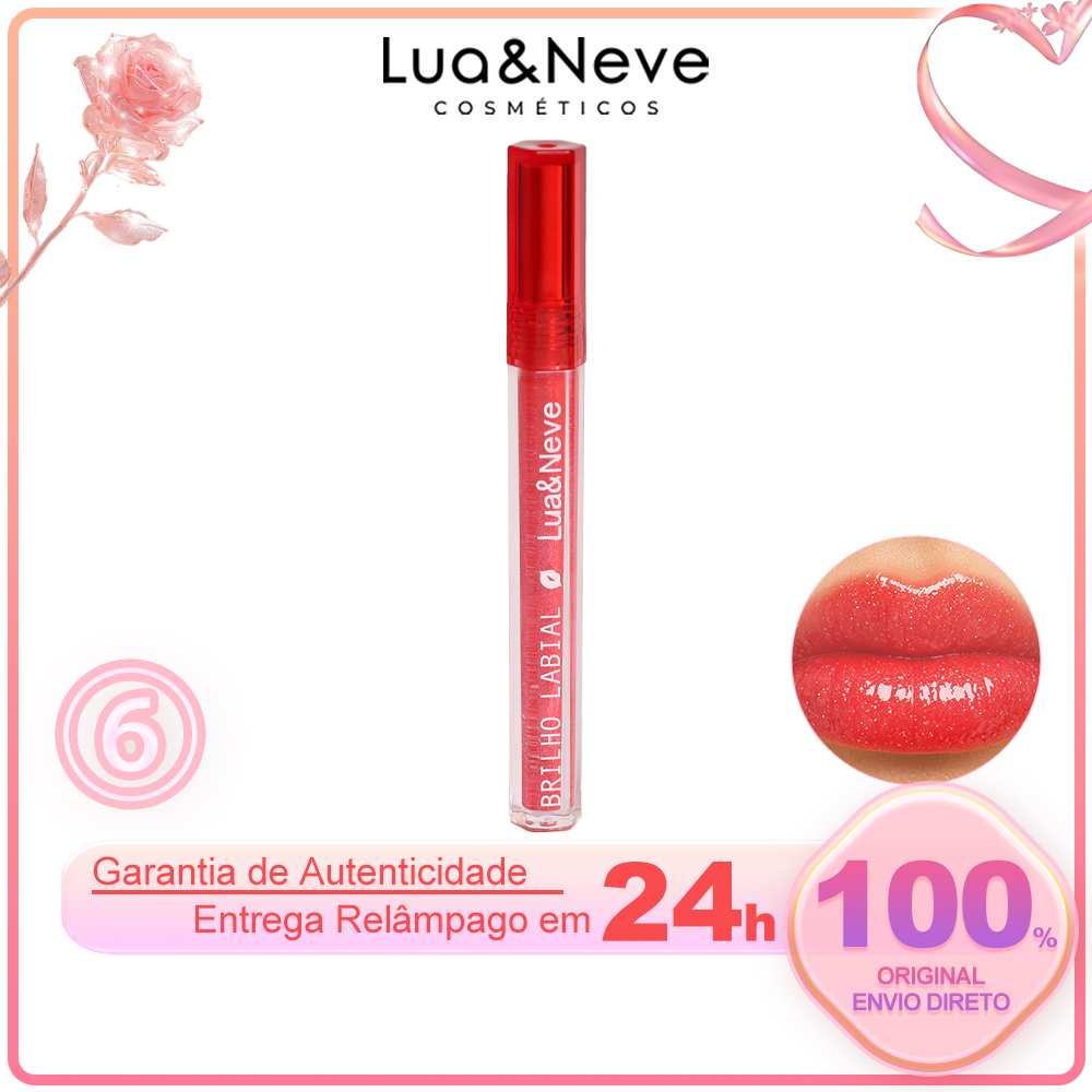 Gloss Labial Doce de Amor Lua&Neve | 6 Cores com Brilhos Finos, Hidratação e Filme Formando, Cria Lábios de Vidro Encantadores