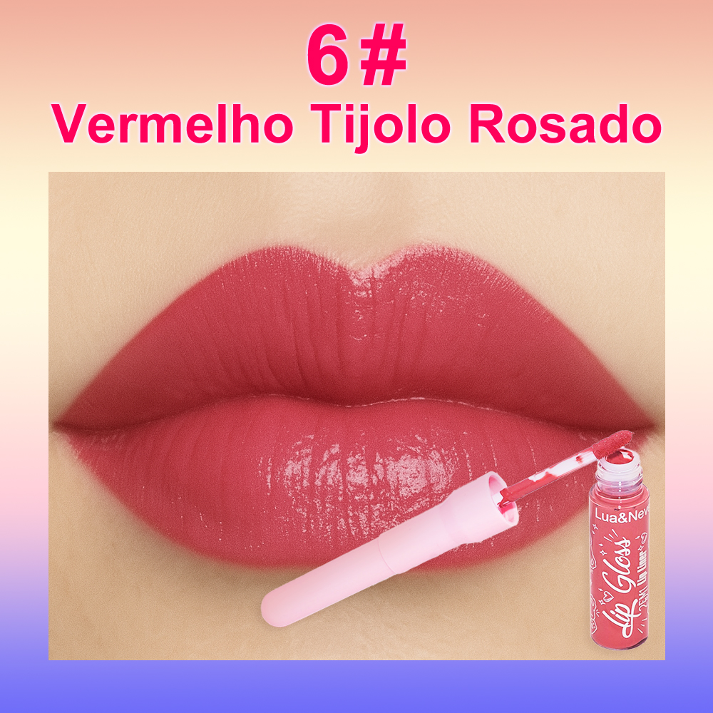 Caneta de Lip Gloss Dupla Ponta Lua&Neve | 6 Cores Intensas, Lápis Labial + Lip Gloss 2 em 1, Delimitando Forma Cheia de Lábios