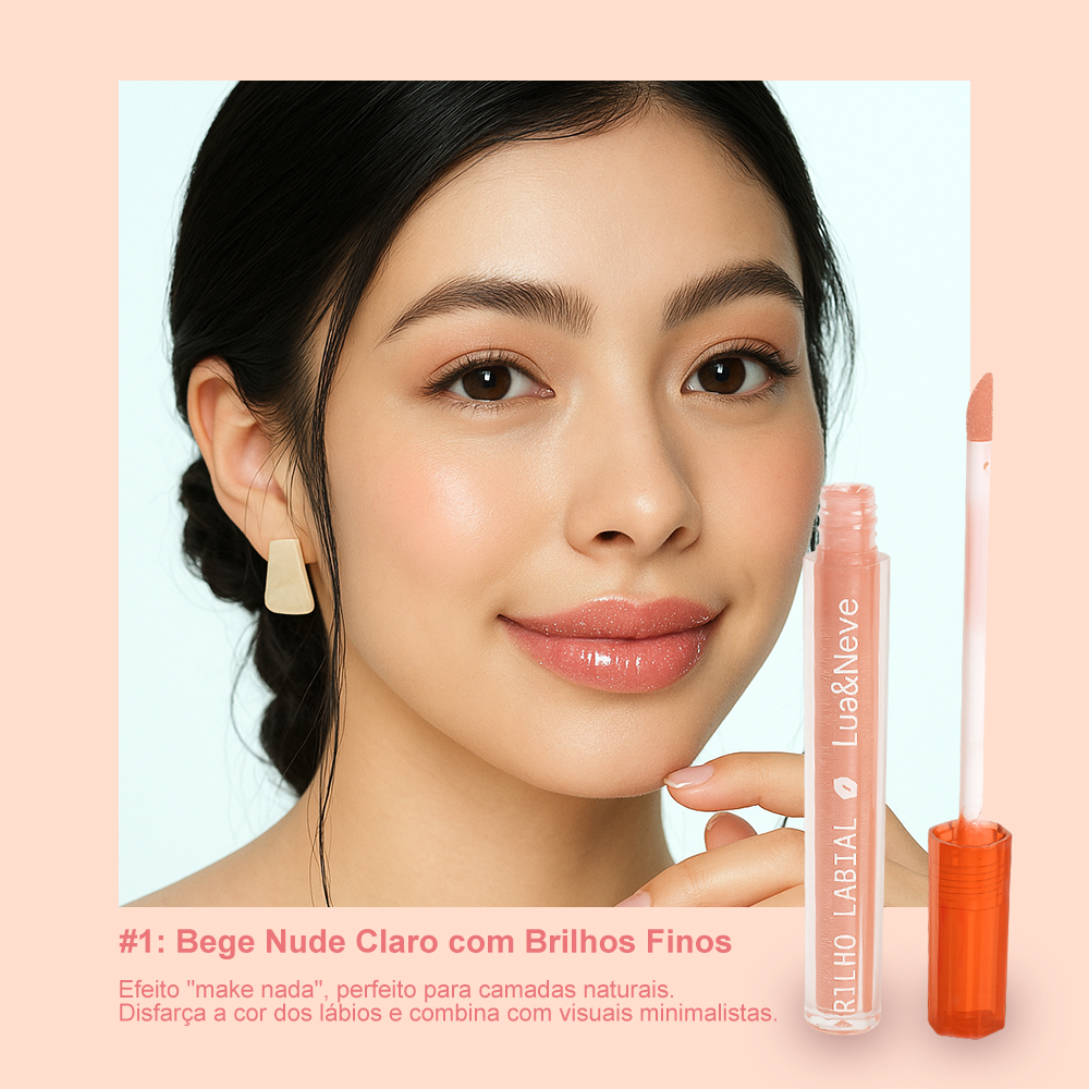 Gloss Labial Doce de Amor Lua&Neve | 6 Cores com Brilhos Finos, Hidratação e Filme Formando, Cria Lábios de Vidro Encantadores