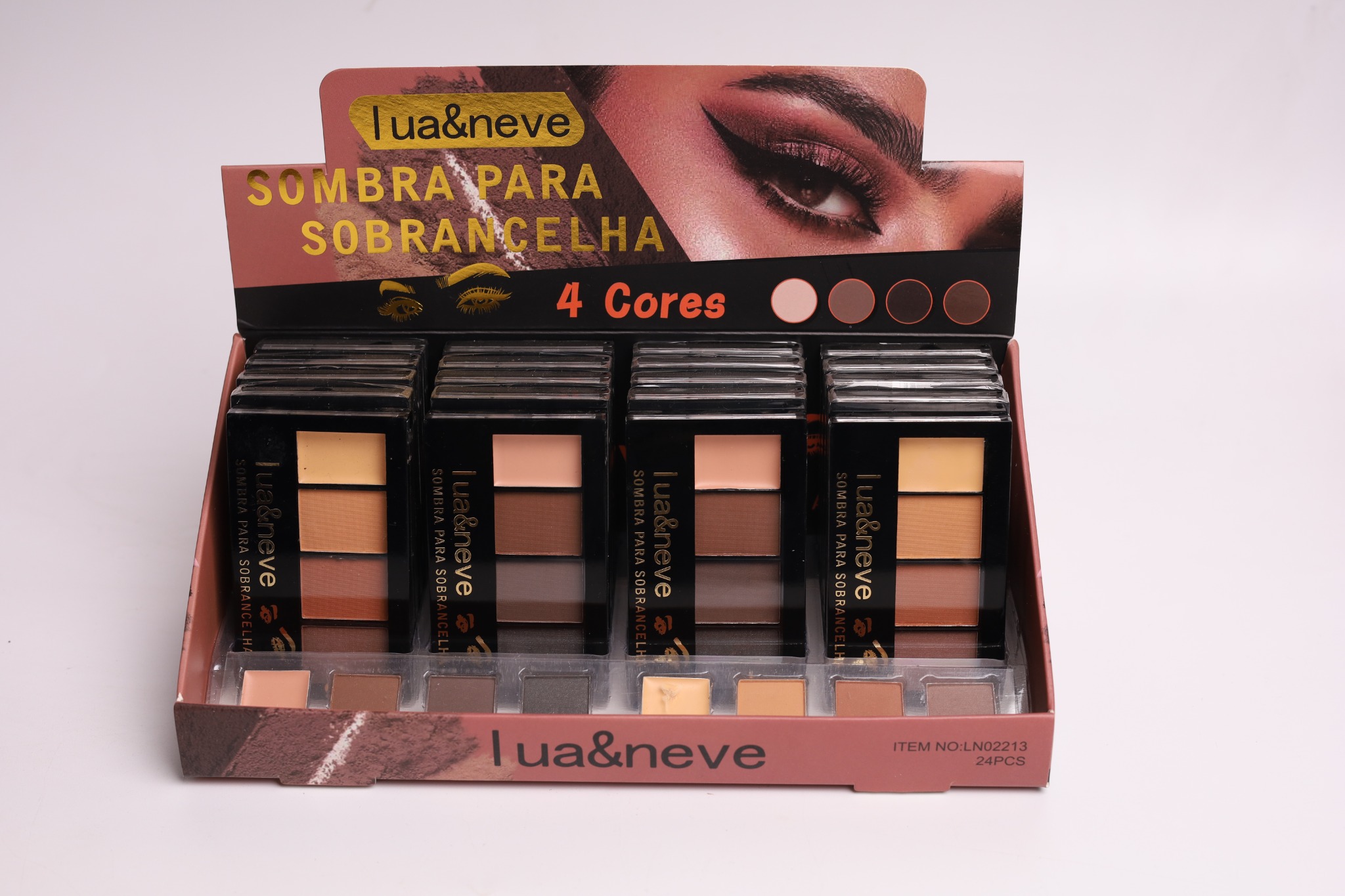 Paleta de Sombra para Sobrancelha Lua&Neve com 4 Cores｜Modelagem Natural, Cor Duradoura, Um Paleta para Sobrancelhas e Olhos