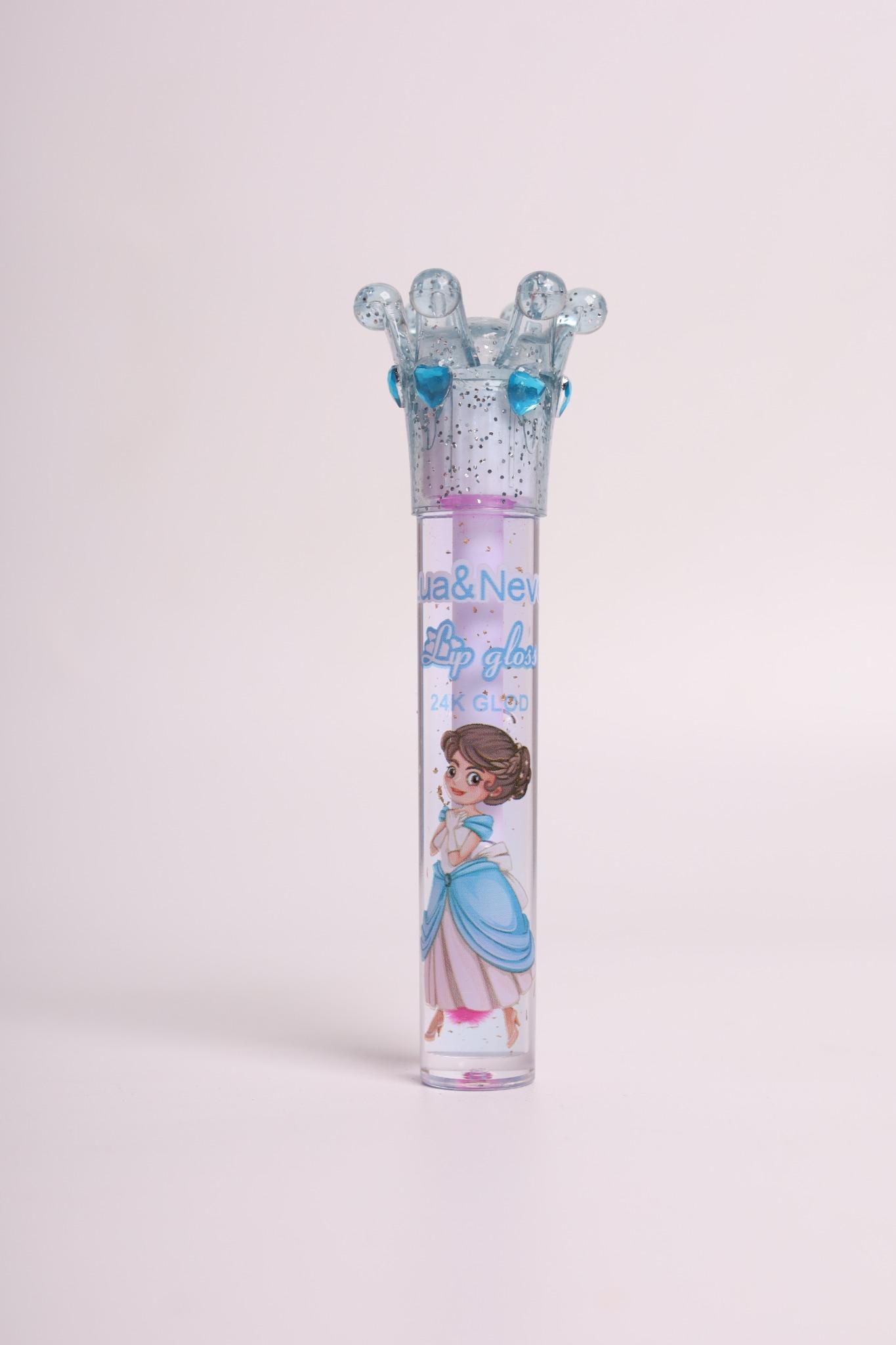 Lip Gloss de Coroa da Princesa Lua&Neve | Adorável Colaboração com Princesas, Brilho de Coração Jovem, Cria Bicos de Vidro Brilhantes