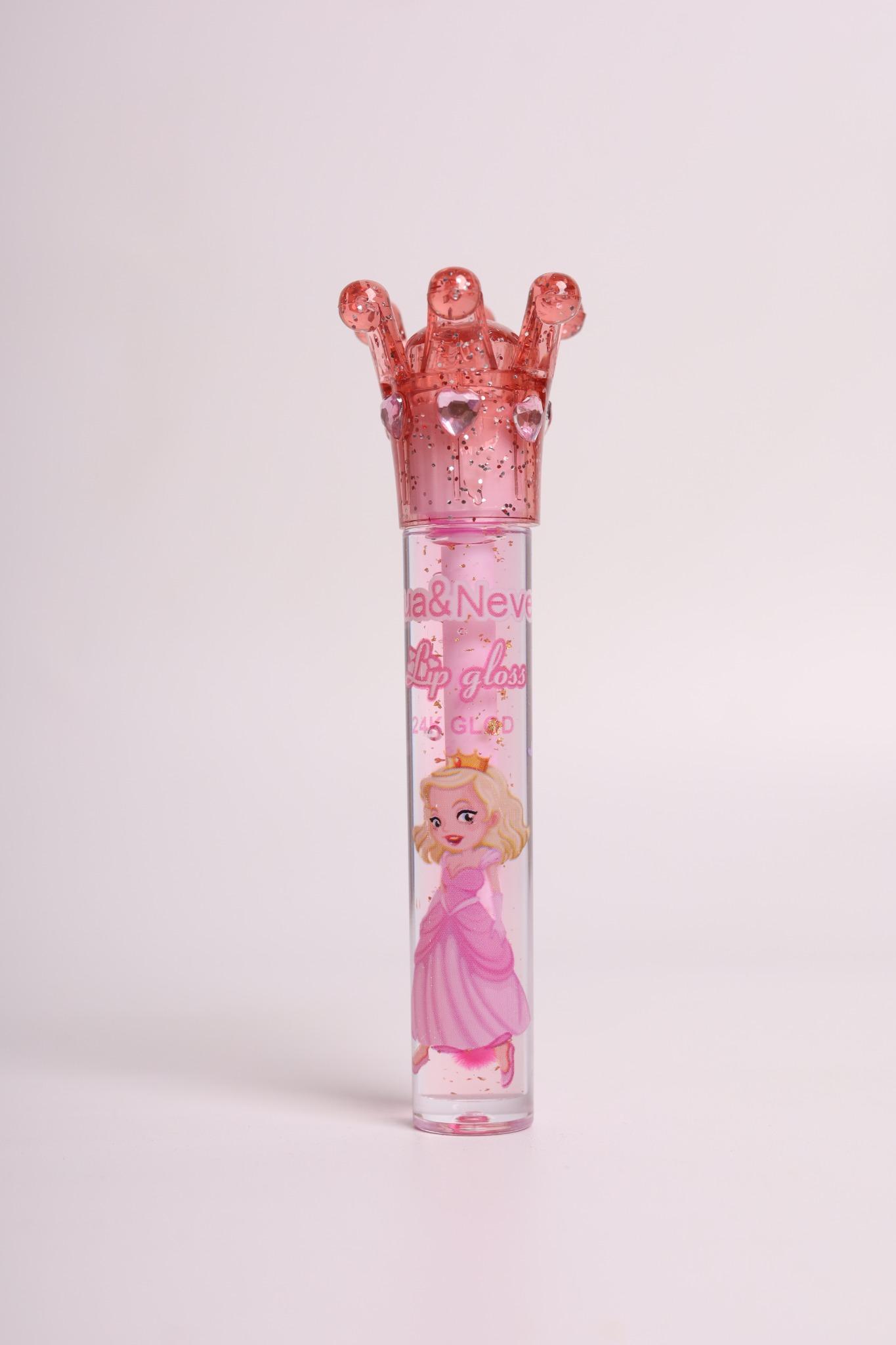 Lip Gloss de Coroa da Princesa Lua&Neve | Adorável Colaboração com Princesas, Brilho de Coração Jovem, Cria Bicos de Vidro Brilhantes