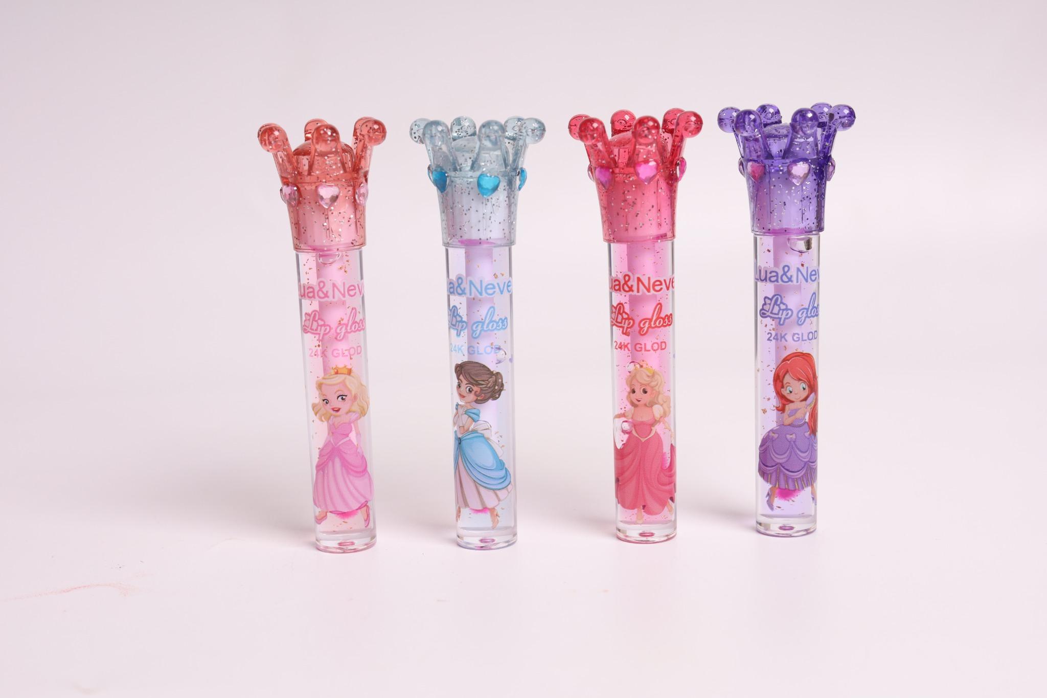 Lip Gloss de Coroa da Princesa Lua&Neve | Adorável Colaboração com Princesas, Brilho de Coração Jovem, Cria Bicos de Vidro Brilhantes