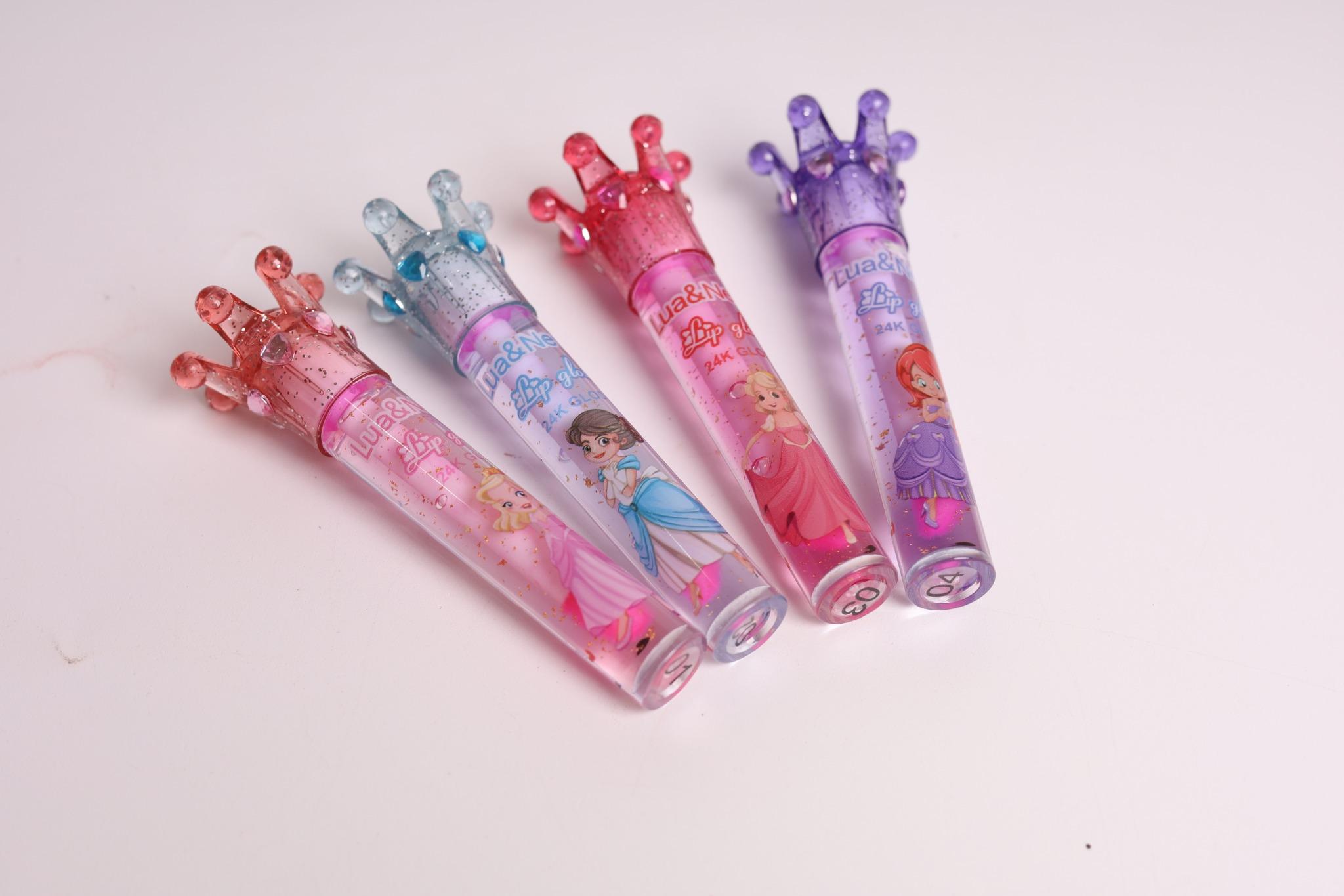 Lip Gloss de Coroa da Princesa Lua&Neve | Adorável Colaboração com Princesas, Brilho de Coração Jovem, Cria Bicos de Vidro Brilhantes