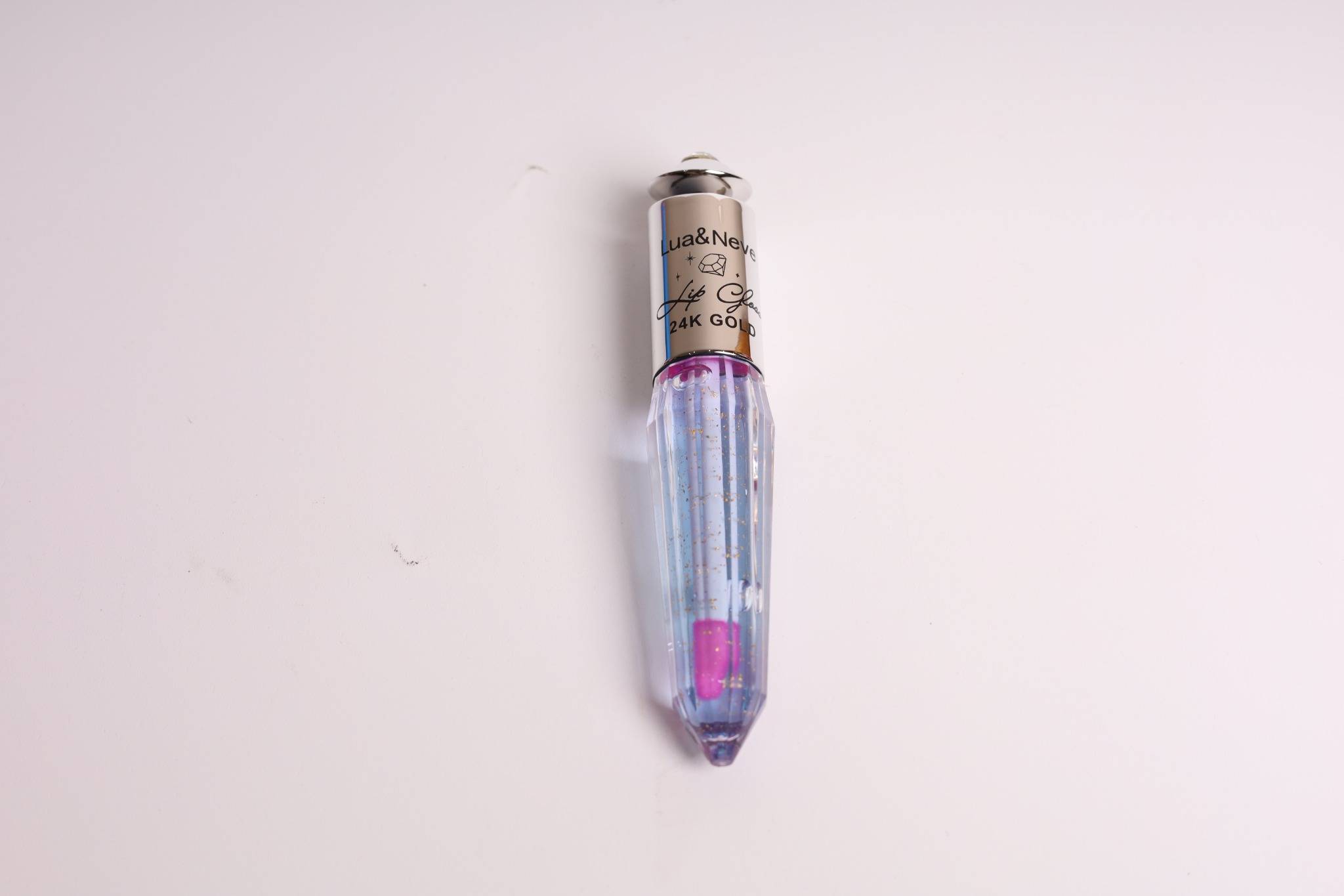 Lip Gloss 24K Lua&Neve | Frasco com Corte de Diamante, Pó Dourado Brilhante, Cria Bicos de Vidro Luxuosos