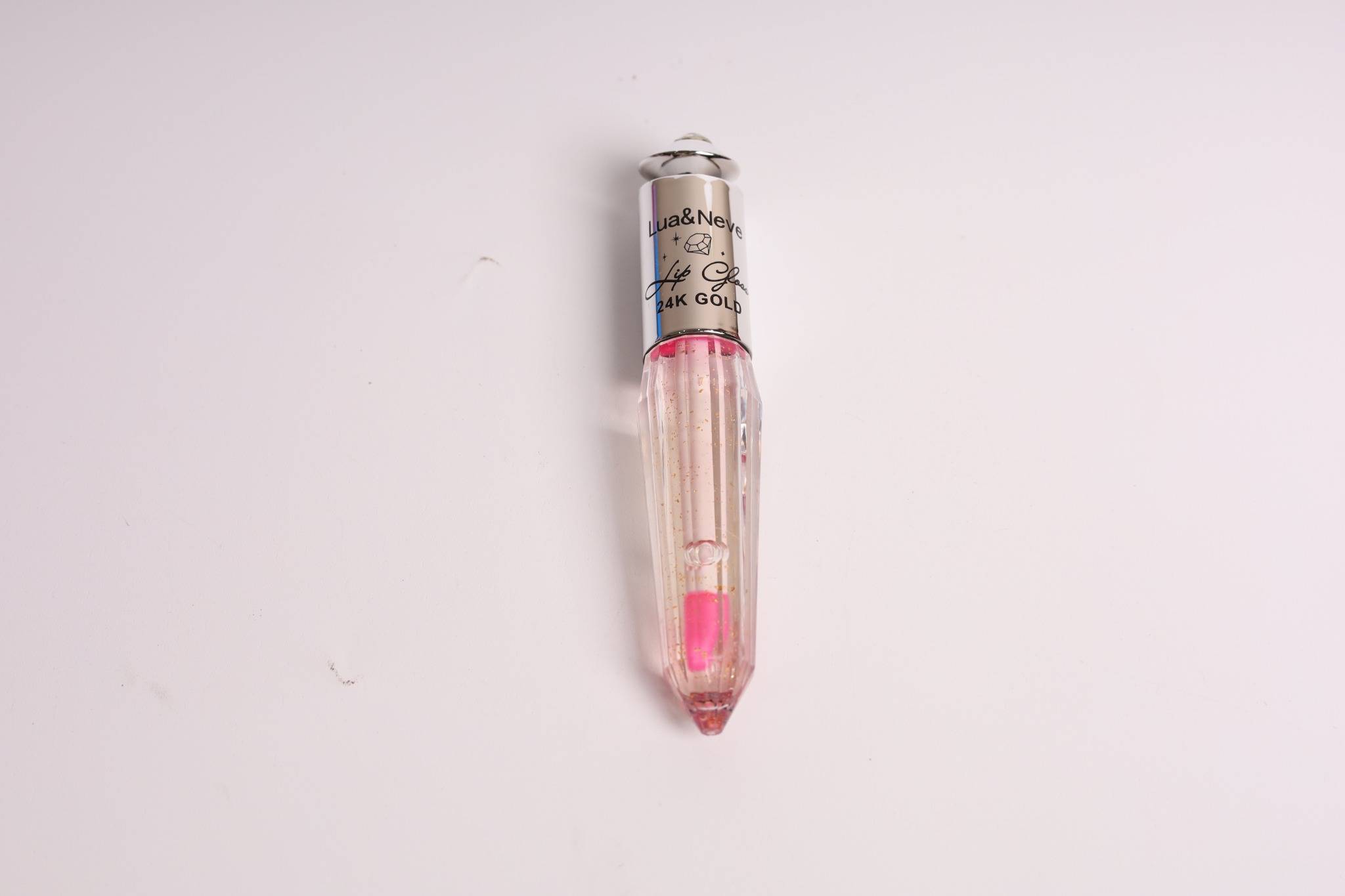 Lip Gloss 24K Lua&Neve | Frasco com Corte de Diamante, Pó Dourado Brilhante, Cria Bicos de Vidro Luxuosos