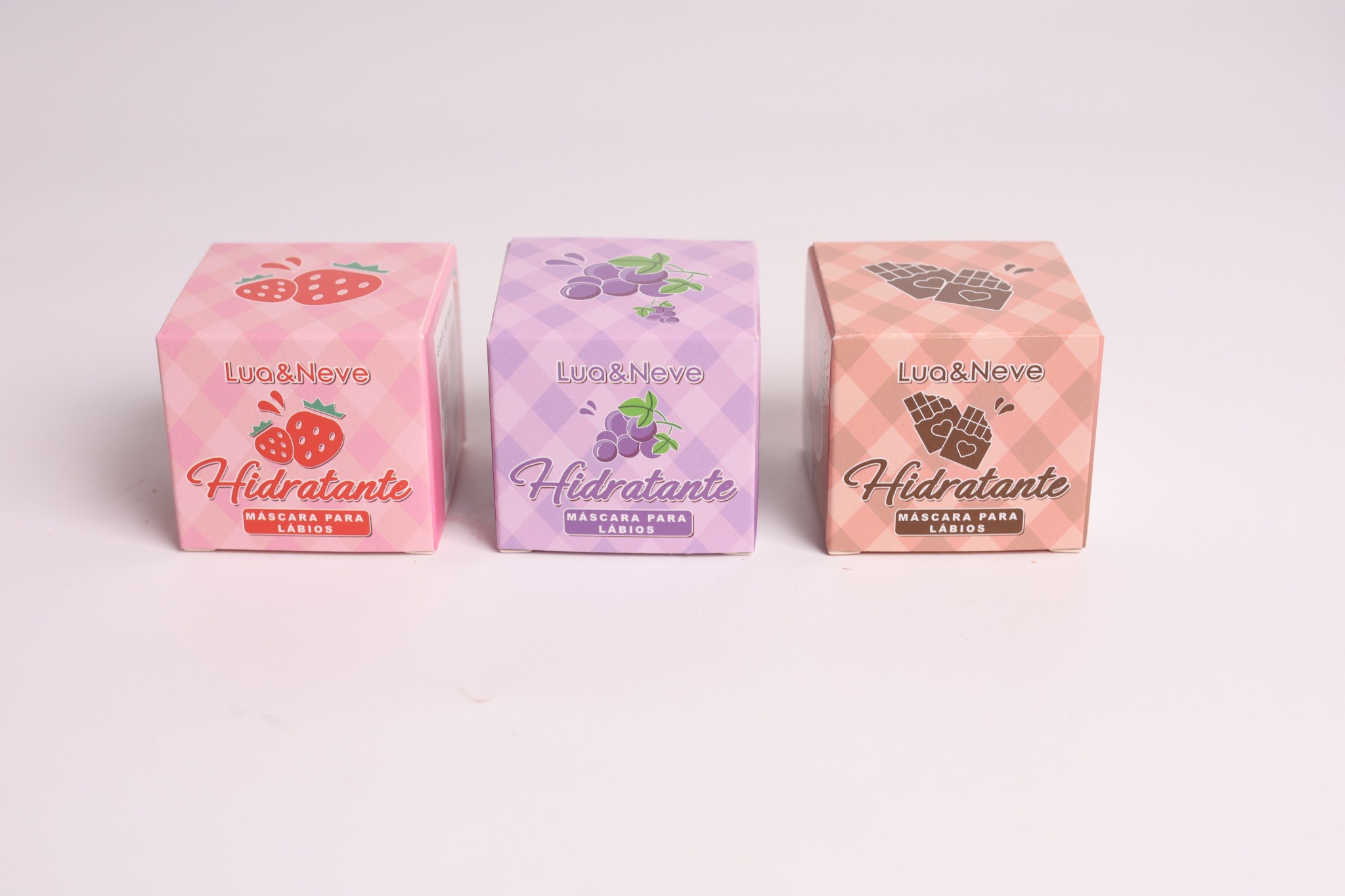 Máscara Labial Lua&Neve de Frutas | Sabores Morango/Uva/Chocolate, Reparação Noturna, Lábios Macios pela Manhã