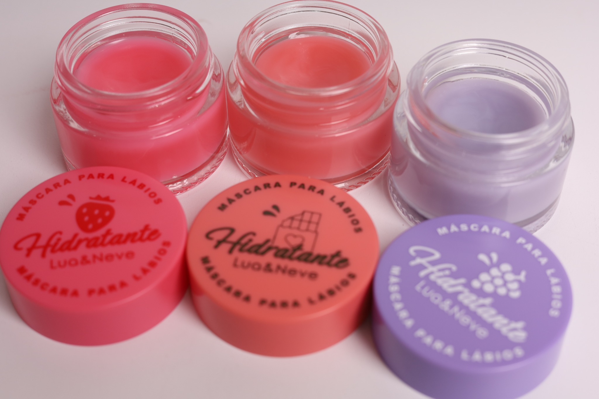 Máscara Labial Lua&Neve de Frutas | Sabores Morango/Uva/Chocolate, Reparação Noturna, Lábios Macios pela Manhã