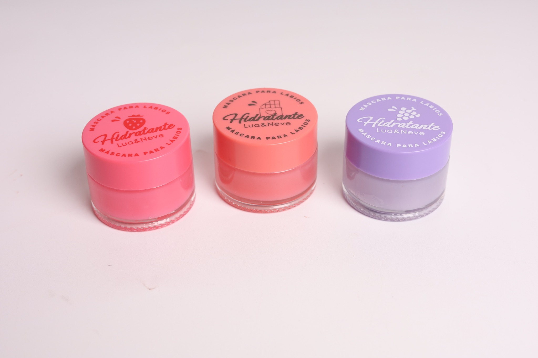 Máscara Labial Lua&Neve de Frutas | Sabores Morango/Uva/Chocolate, Reparação Noturna, Lábios Macios pela Manhã