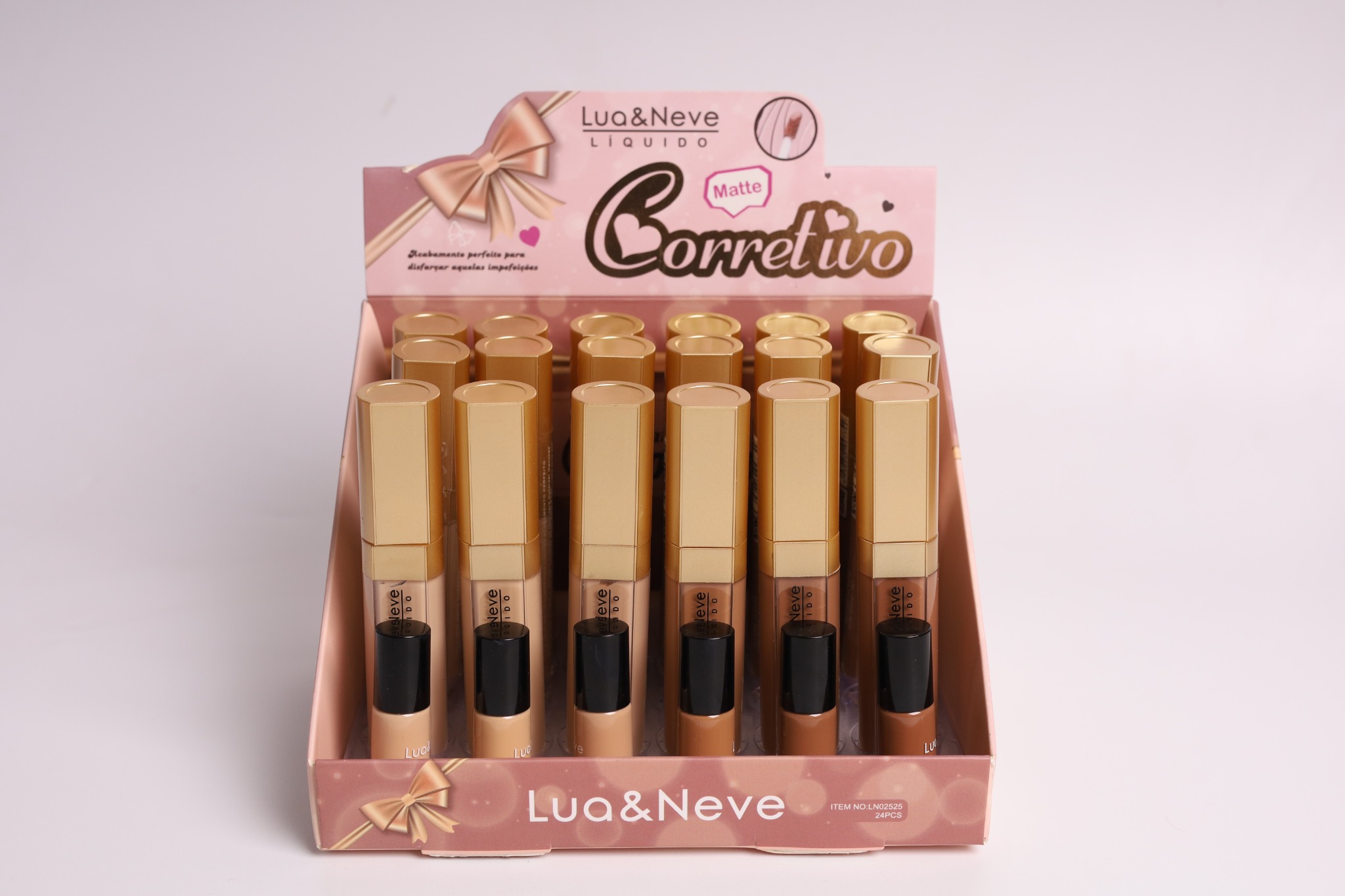 Corretivo Líquido Lua&Neve Tubo Dourado | 6 Cores para Todos os Tipos de Pele, Corretivo Mate, Cubre Cicatrizes e Circulos Oculares com Um Toque