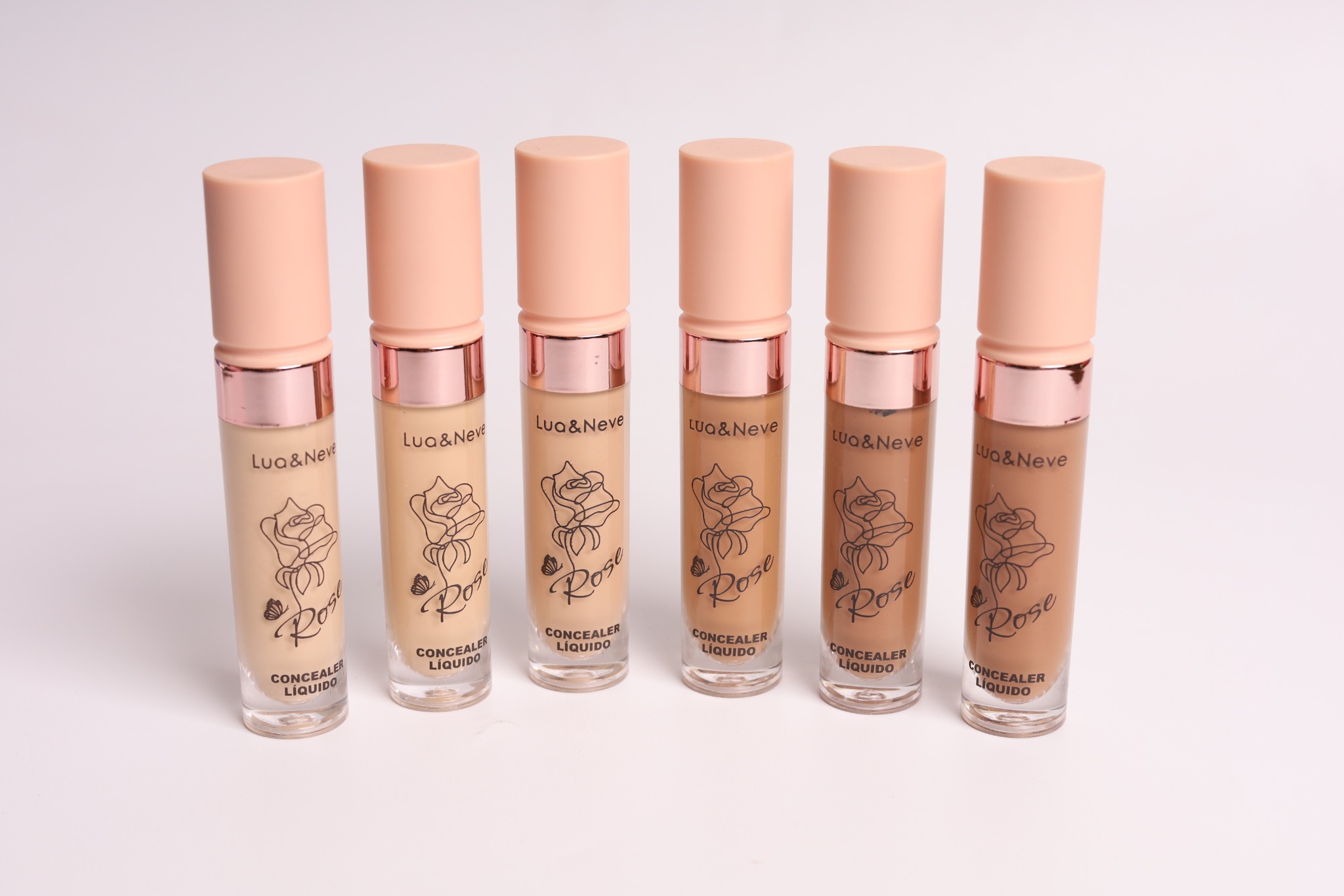 Corretivo Líquido Lua&Neve Rose | 6 Cores para Todos os Tipos de Pele, Fosco e Suave, Esconde Defeitos com Um Toque