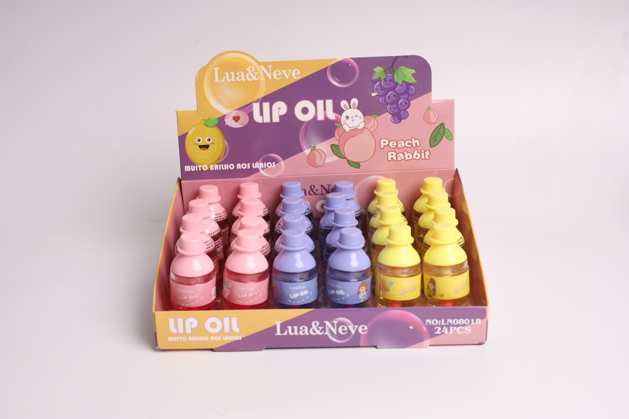 Lua&Neve Óleo Labial Mini Garrafa de Refrigerante｜Cute e Adorável, Hidratação e Reparação, 3 Aromas de Frutas, Cria Labios de Vidro