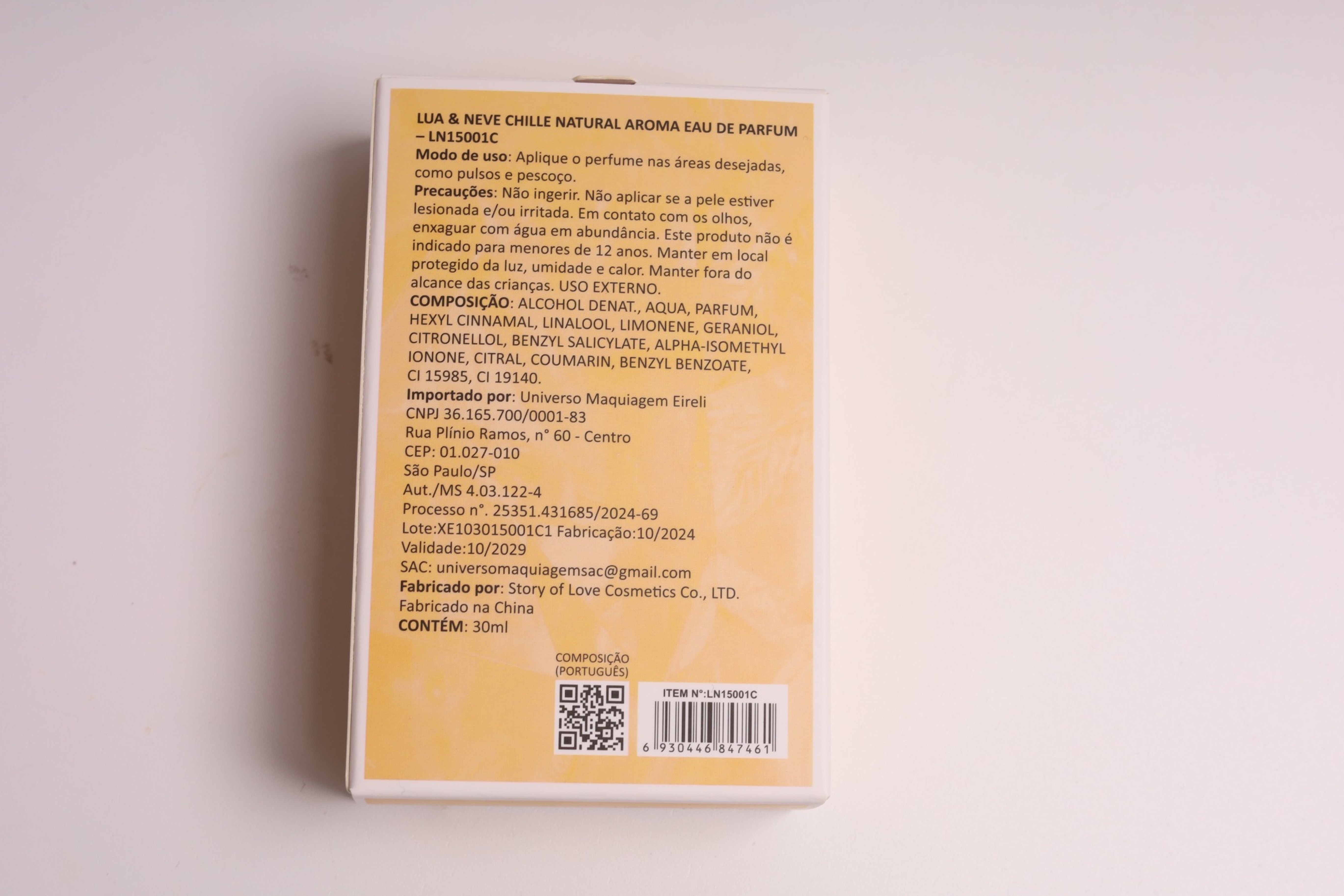 Perfume Lua&Neve Eau De Parfum de Aroma Natural 30ml (Série Chille) 商品摘要