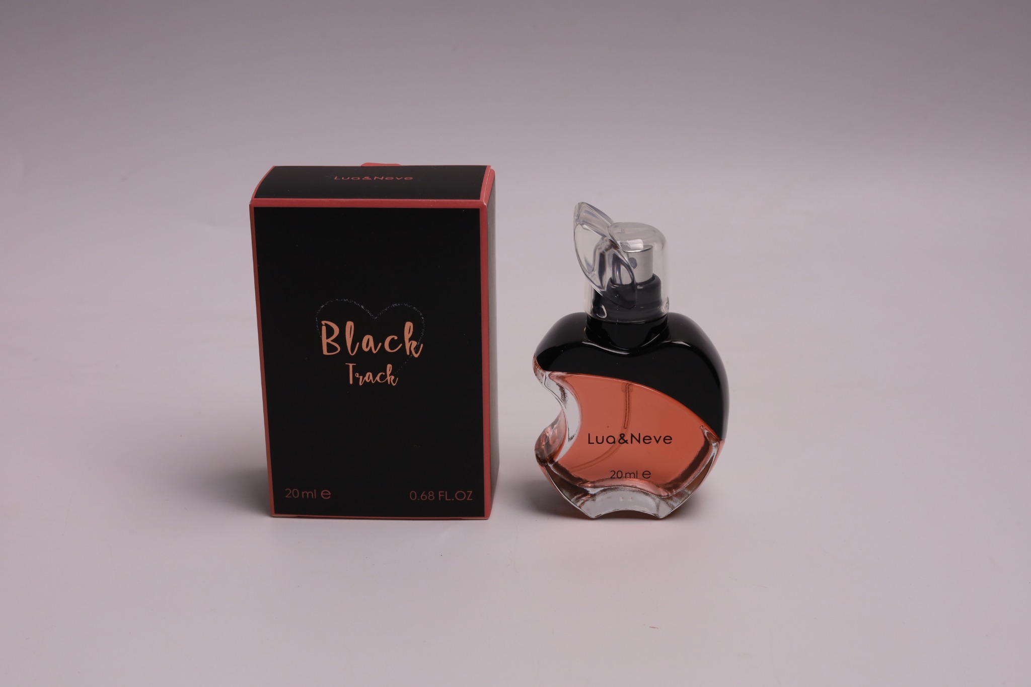Perfume Lua&Neve Black Track 20ml, Aroma Oriental Misterioso, Frasco em Forma de Maçã