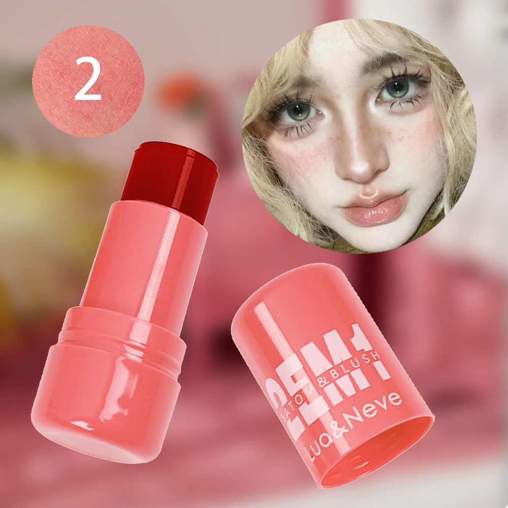 Batom e Blush 2 em 1 Lua&Neve | 3 Cores para Realçar a Pele, Mesma Cor para Lábios e Bochechas, Armação de Maquiagem Natural