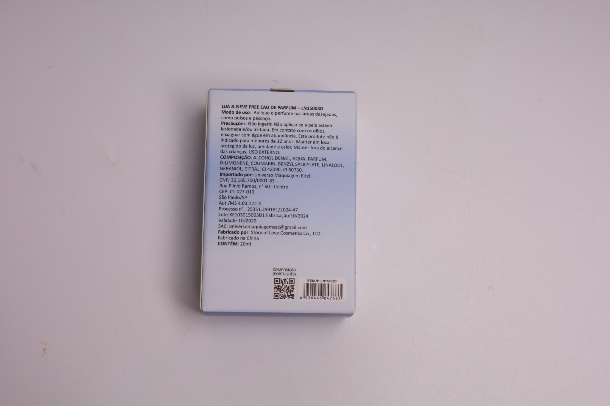 Perfume Lua&Neve Free 20ml, Tom Azul Fresco, Frasco em Forma de Maçã