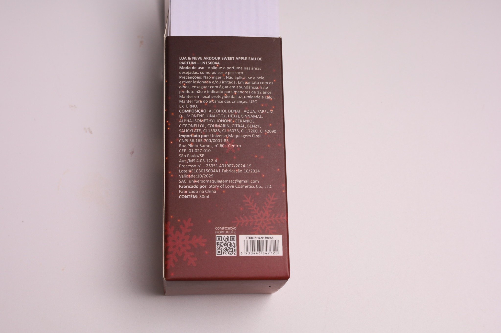 Perfume Lua&Neve Pedra Rubra Ardente 30ml | Fragrância Doce de Maçã, Acendendo a Atmosfera Romântica