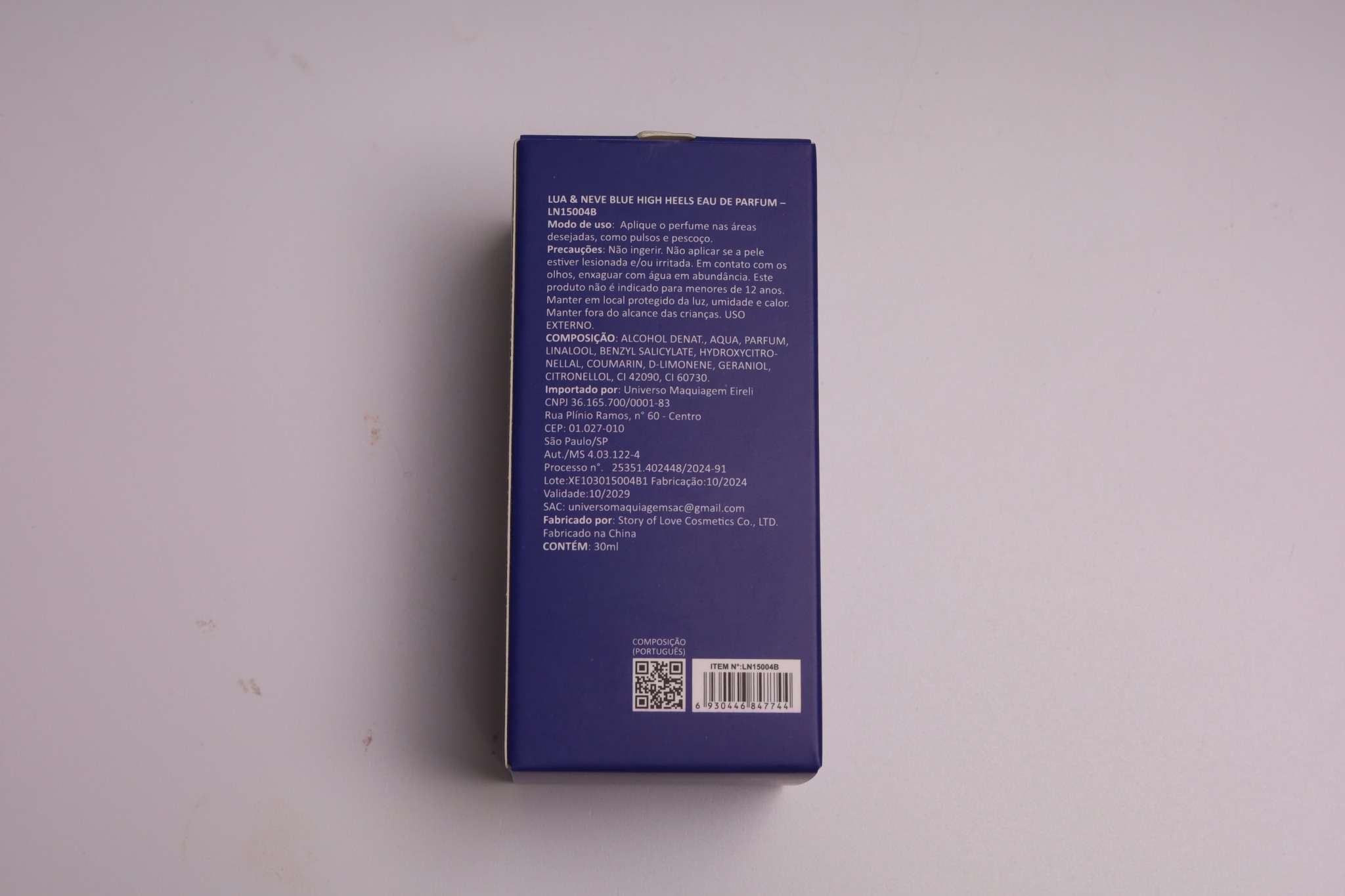 Perfume Lua&Neve Blue High Heels 30ml, Pó Dourado Brilhante, Fragrância Misteriosa