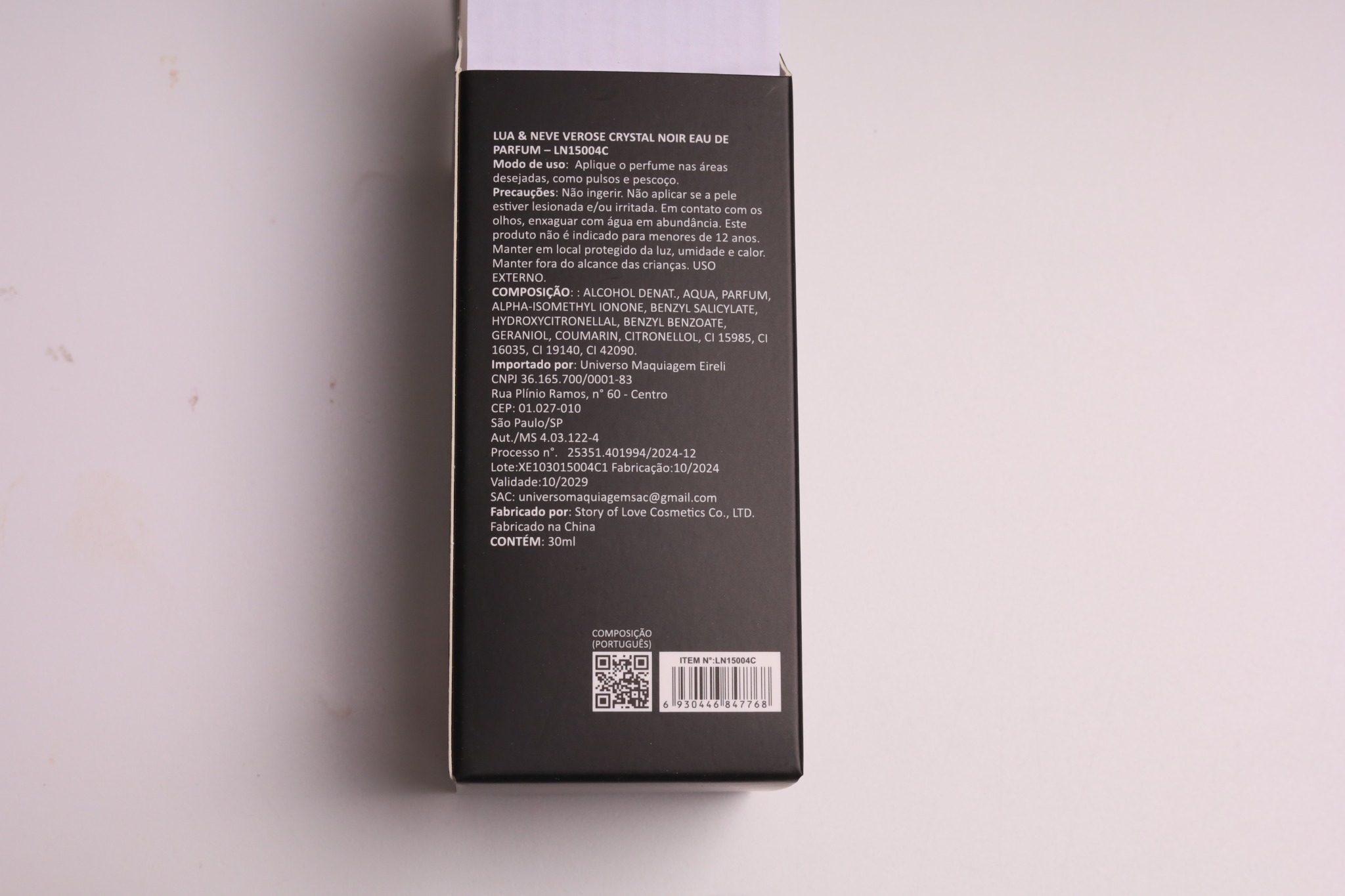 Perfume Lua&Neve Scarlet Crystal 30ml, Tampa de Diamante, Notas Luxuosas