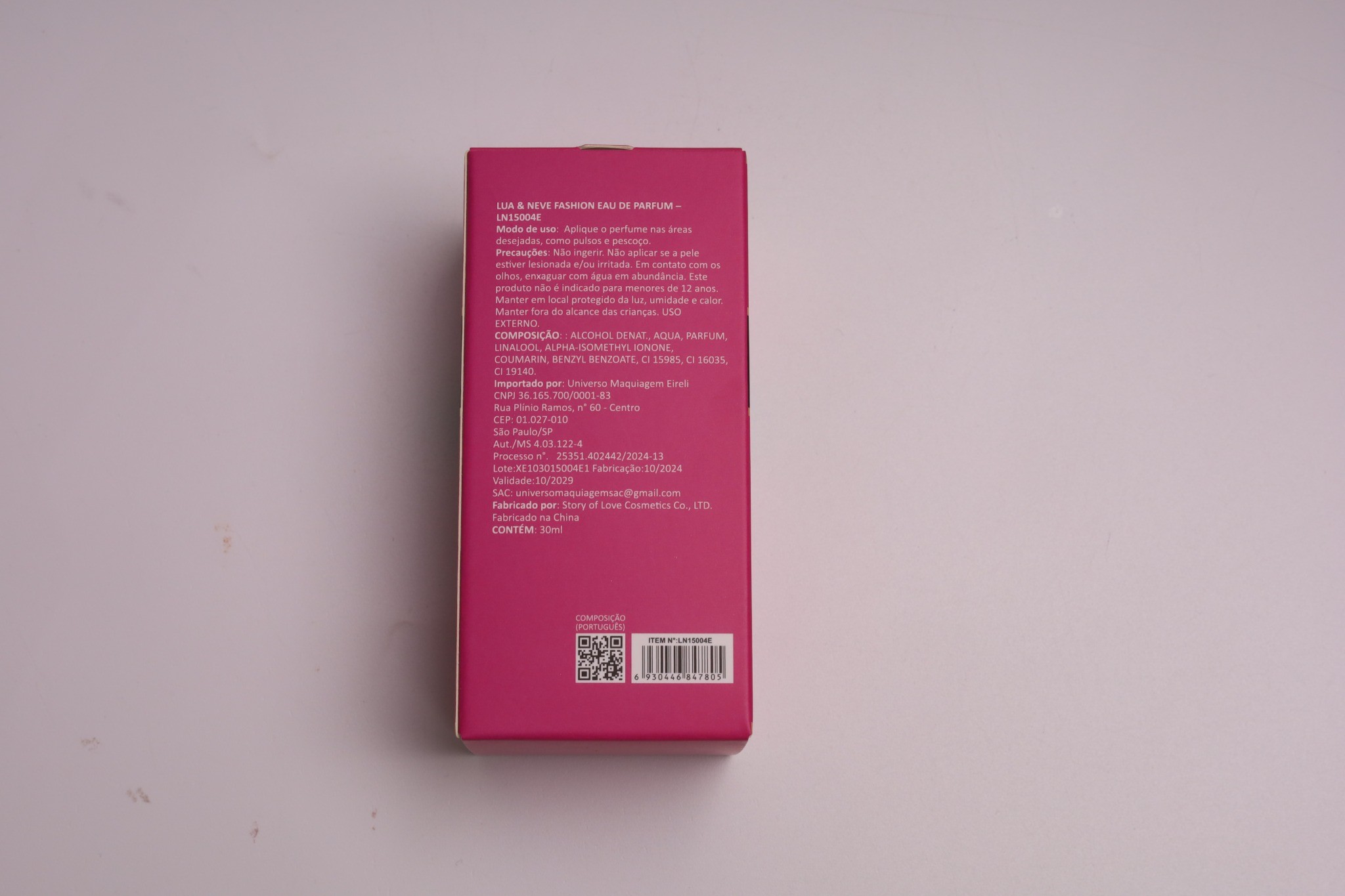 Perfume Lua&Neve Fashion 30ml, Tampa de Diamante Preto, Notas Ambarinas