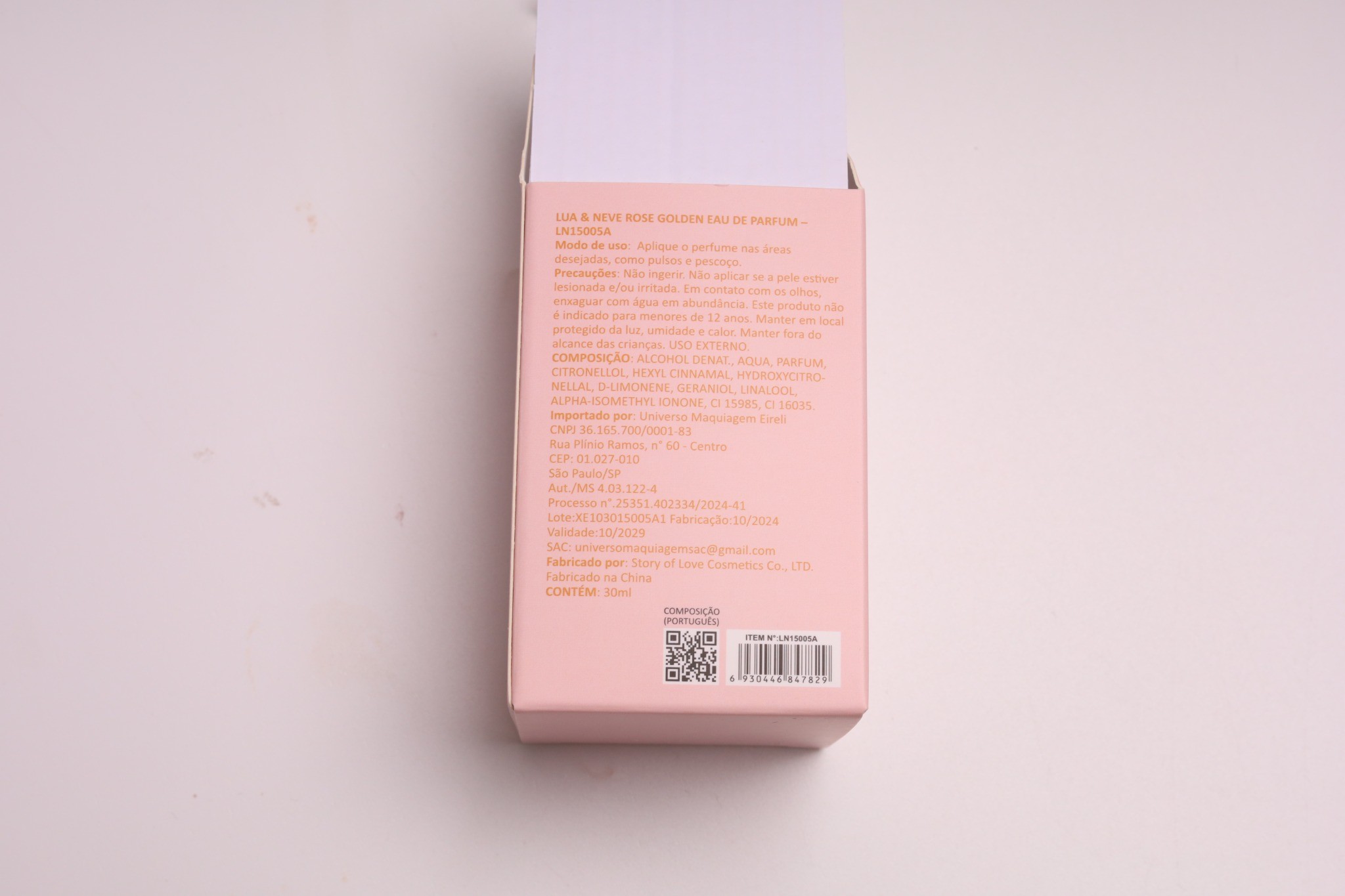 Perfume Lua&Neve Rose Golden 30ml, Tampa Esférica, Notas Florais Doces