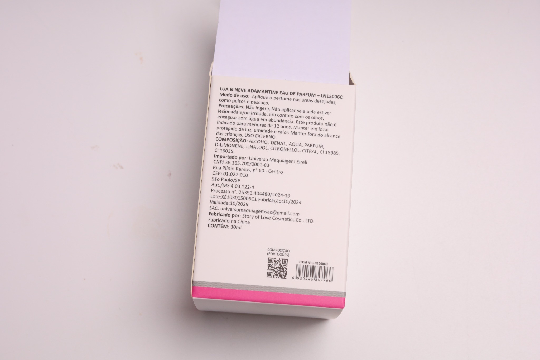 Perfume Lua&Neve Adamantine 30ml, Notas Doces, Criador de Atmosfera Romântica