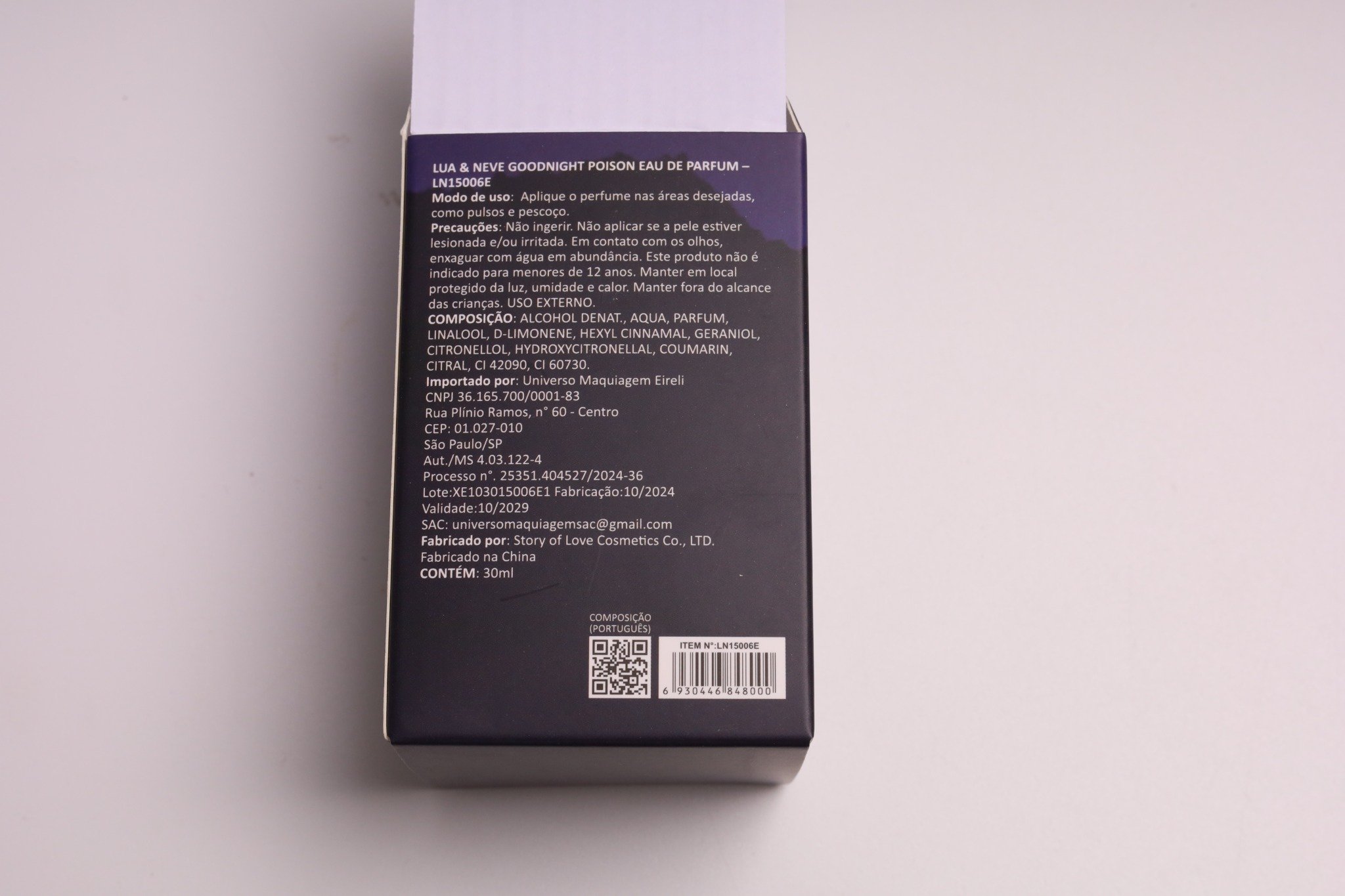 Perfume Lua&Neve Goodnight Poison 30ml, Notas Misteriosas, Cheia de Atmosphère