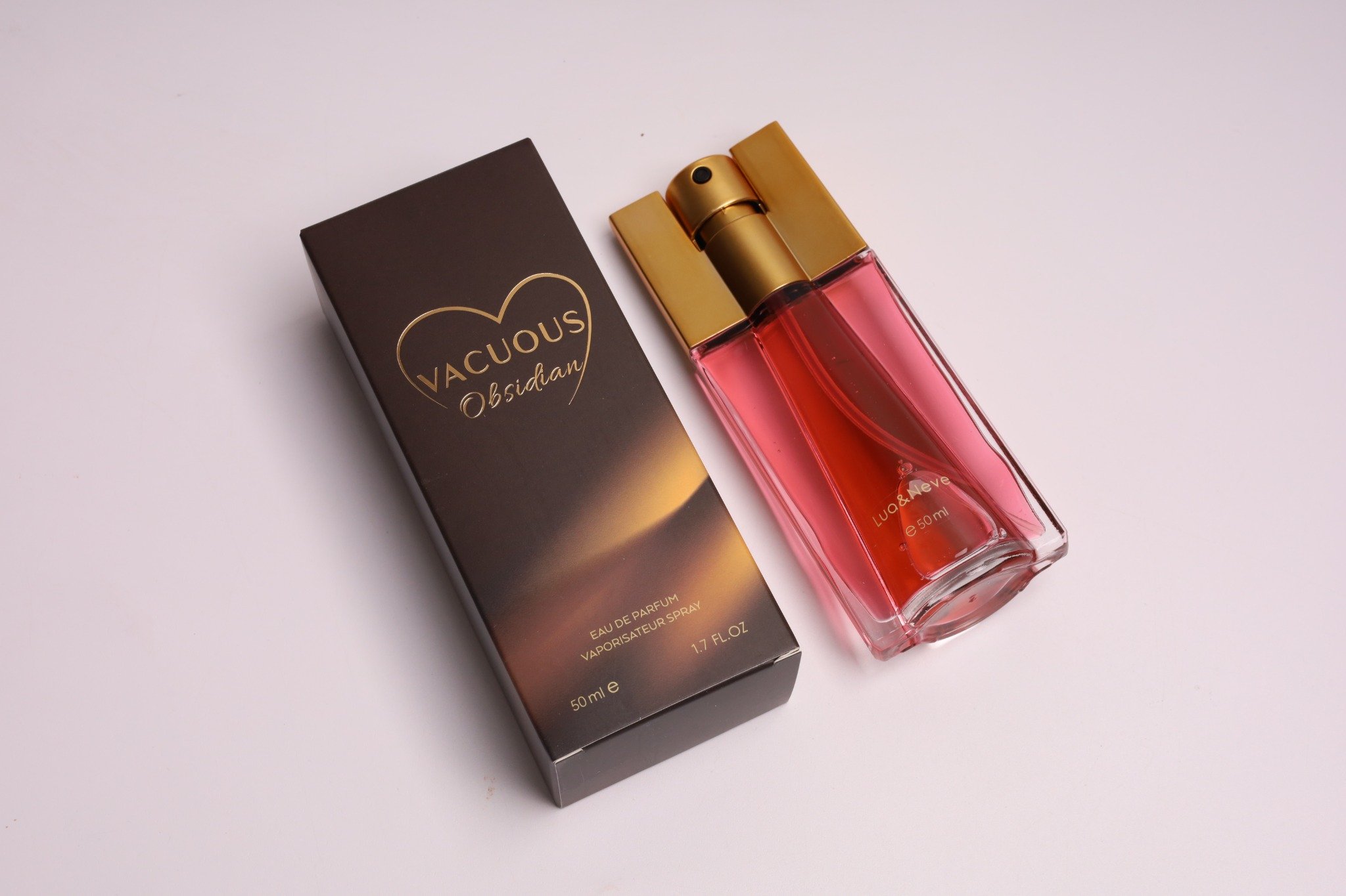 Perfume Lua&Neve Vacuous Obsidian 50ml | Choque Rosa e Ouro, Traça Gravidade Misteriosa do Aroma