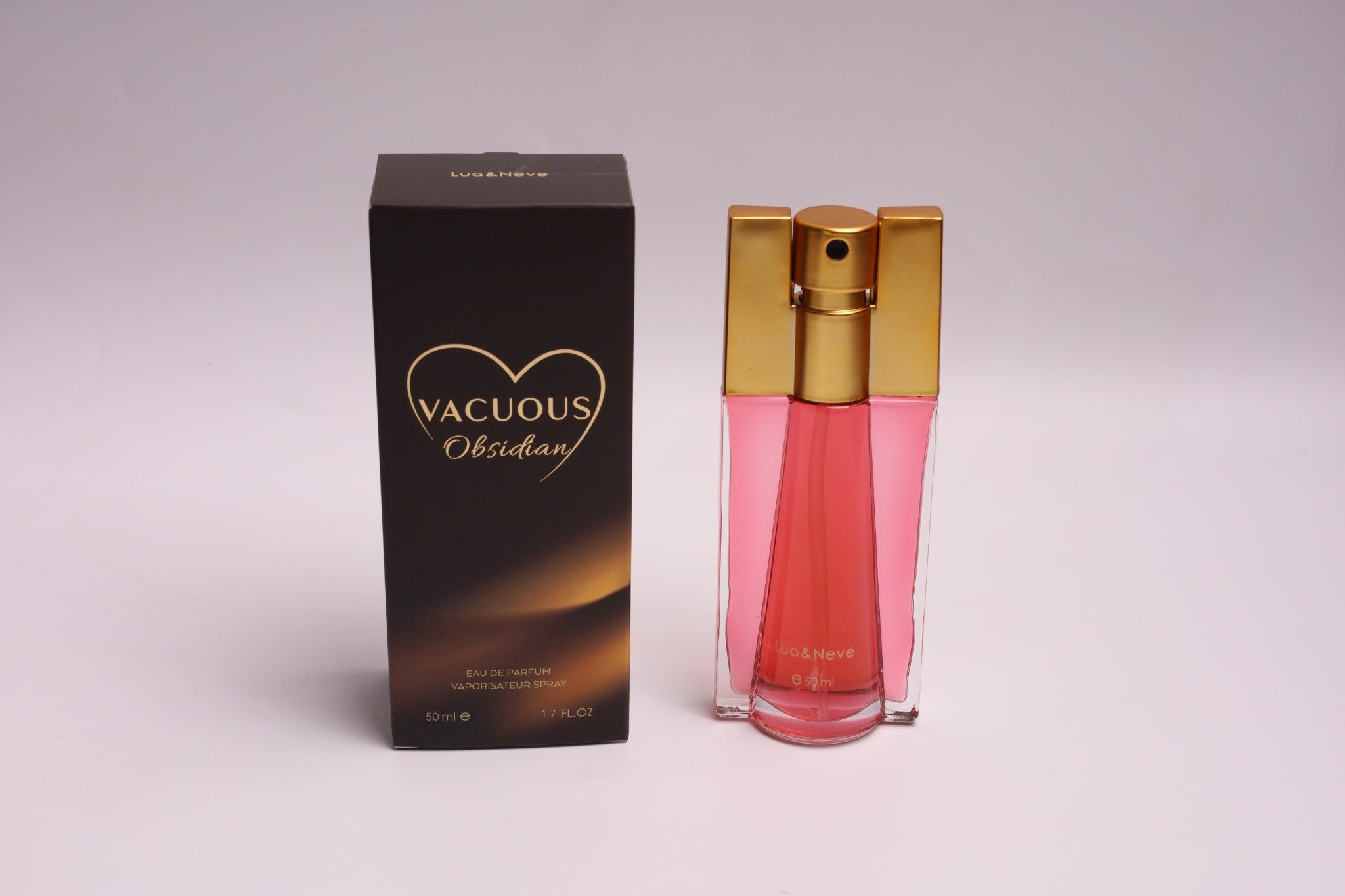 Perfume Lua&Neve Vacuous Obsidian 50ml | Choque Rosa e Ouro, Traça Gravidade Misteriosa do Aroma