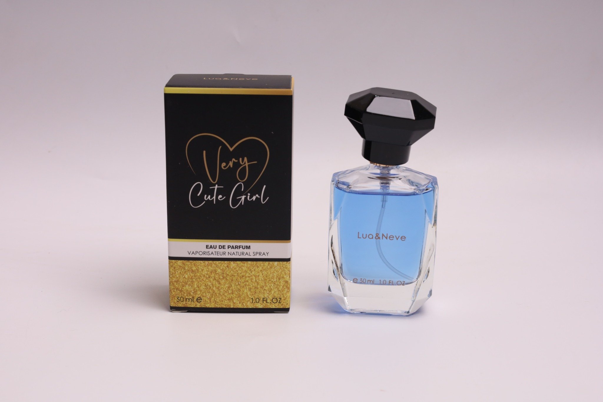 Perfume Lua&Neve Azul Gelo Diamante 30ml | Tampa de Diamante Preto + Frasco Transparente, Desbloqueie Atmosfera Fresca