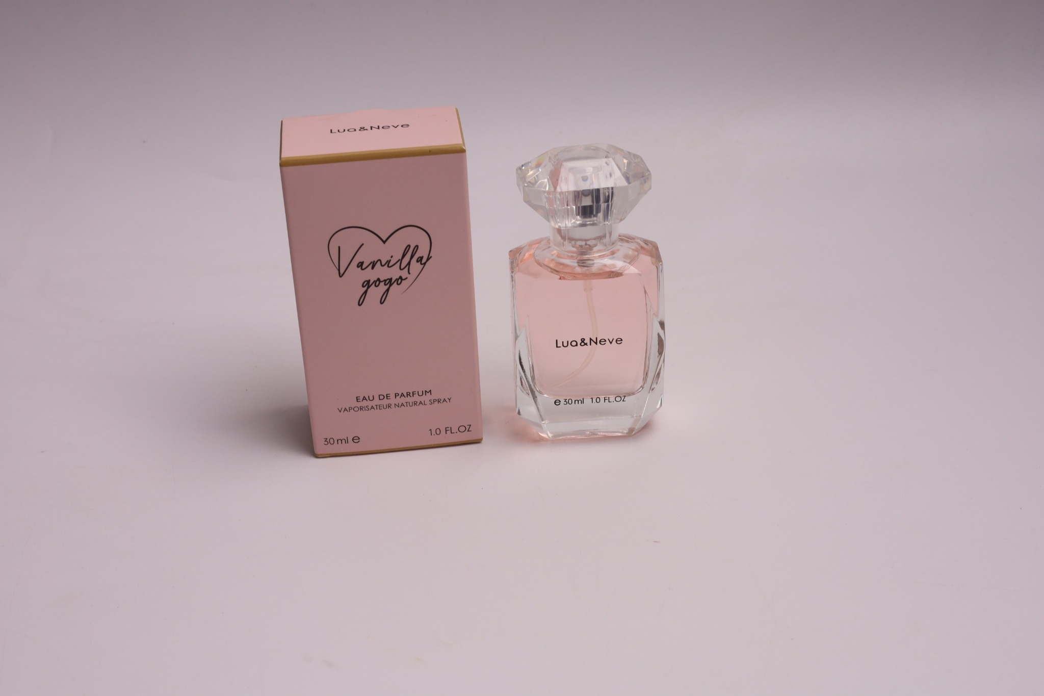 Perfume Lua&Neve Encontro com Diamante Rosa 30ml | Tampa de Cristal + Frasco em Tom Rosa, Cheio de Atmosfera Aromática Doce