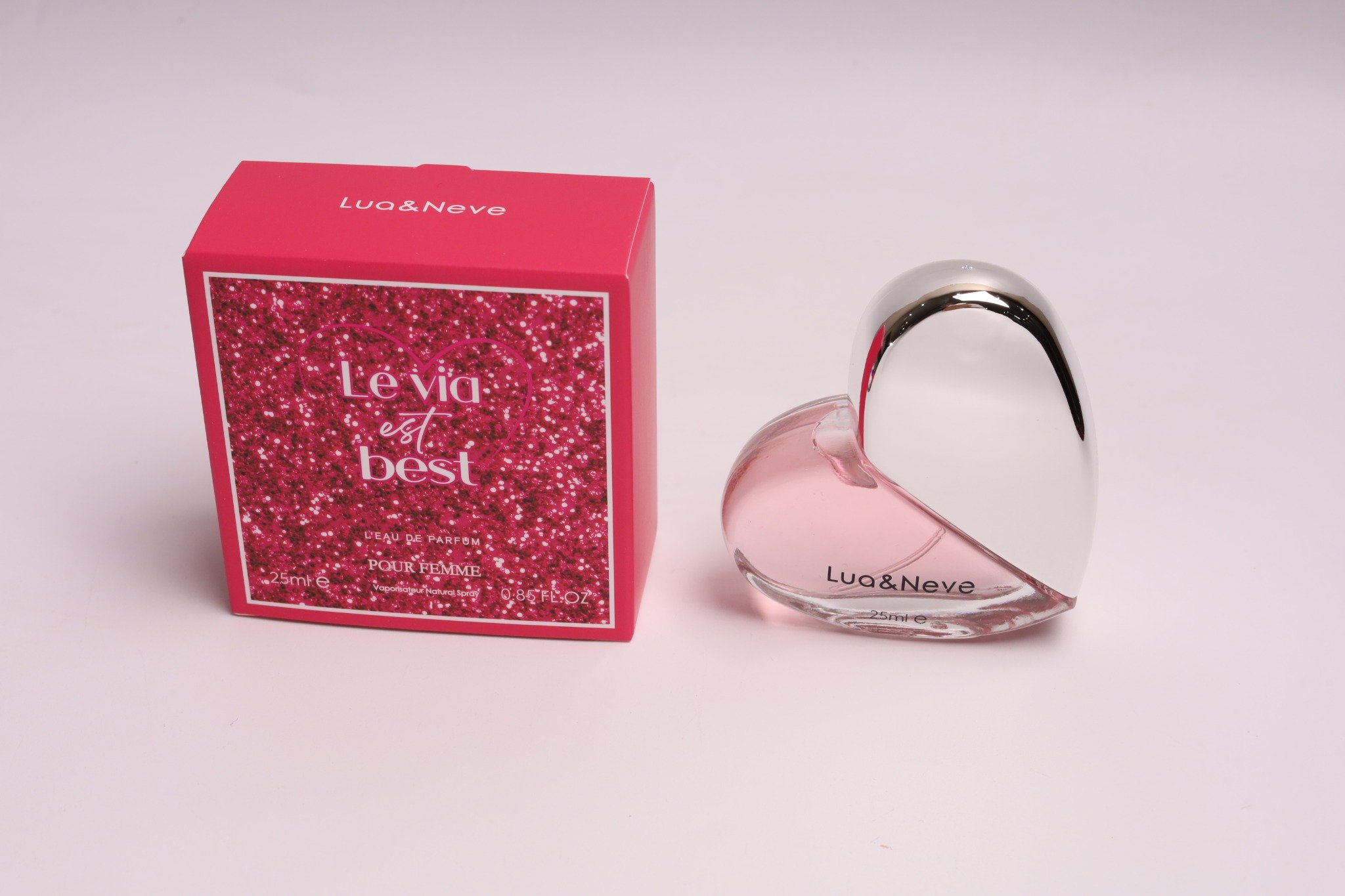 Perfume Lua&Neve Coração Pink Diamond 25ml | Frasco Romântico em Forma de Coração, Aroma Doce de Jovem Garota