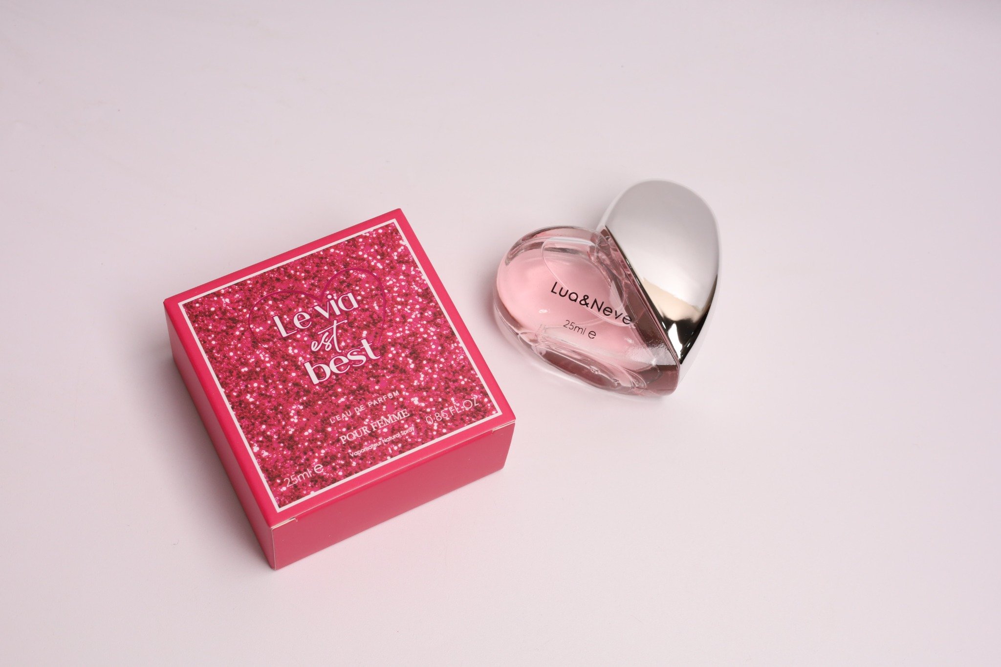 Perfume Lua&Neve Coração Pink Diamond 25ml | Frasco Romântico em Forma de Coração, Aroma Doce de Jovem Garota