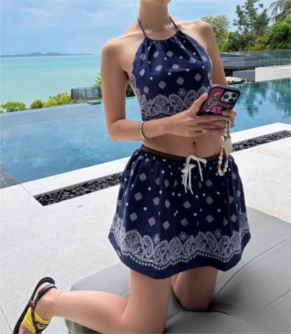 MIU25SS Backless Little Camisole with Ultra Short Half Skirt Set