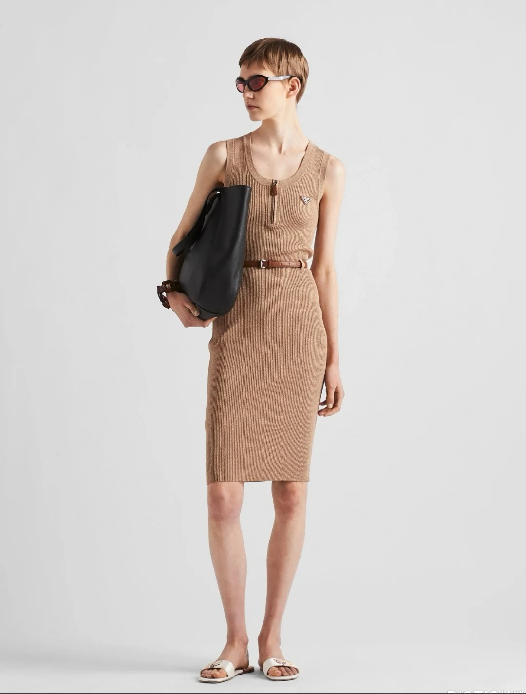 PRAD Triangle Label Zipper Dress